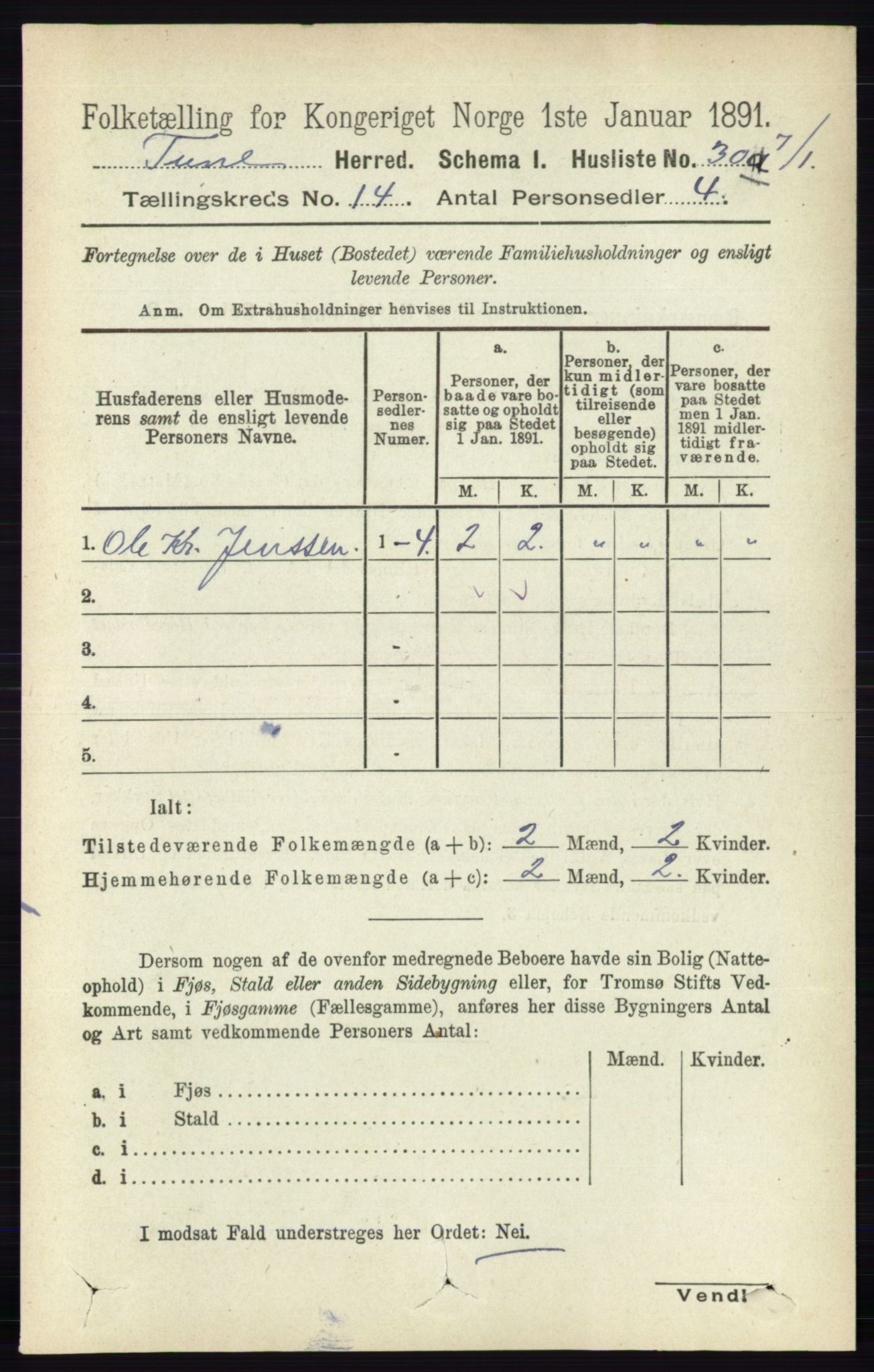 RA, 1891 census for 0130 Tune, 1891, p. 7916