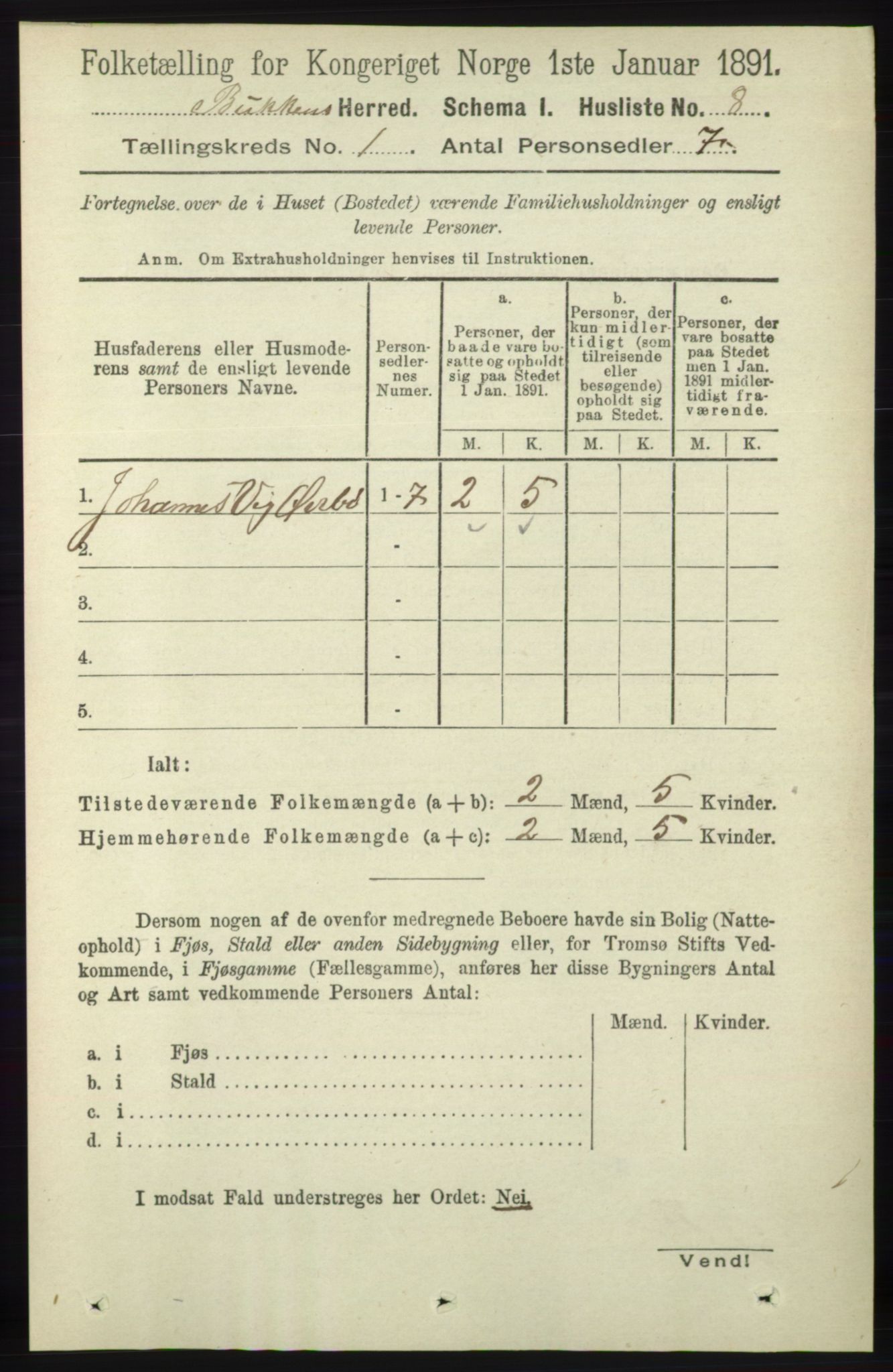 RA, 1891 census for 1145 Bokn, 1891, p. 22