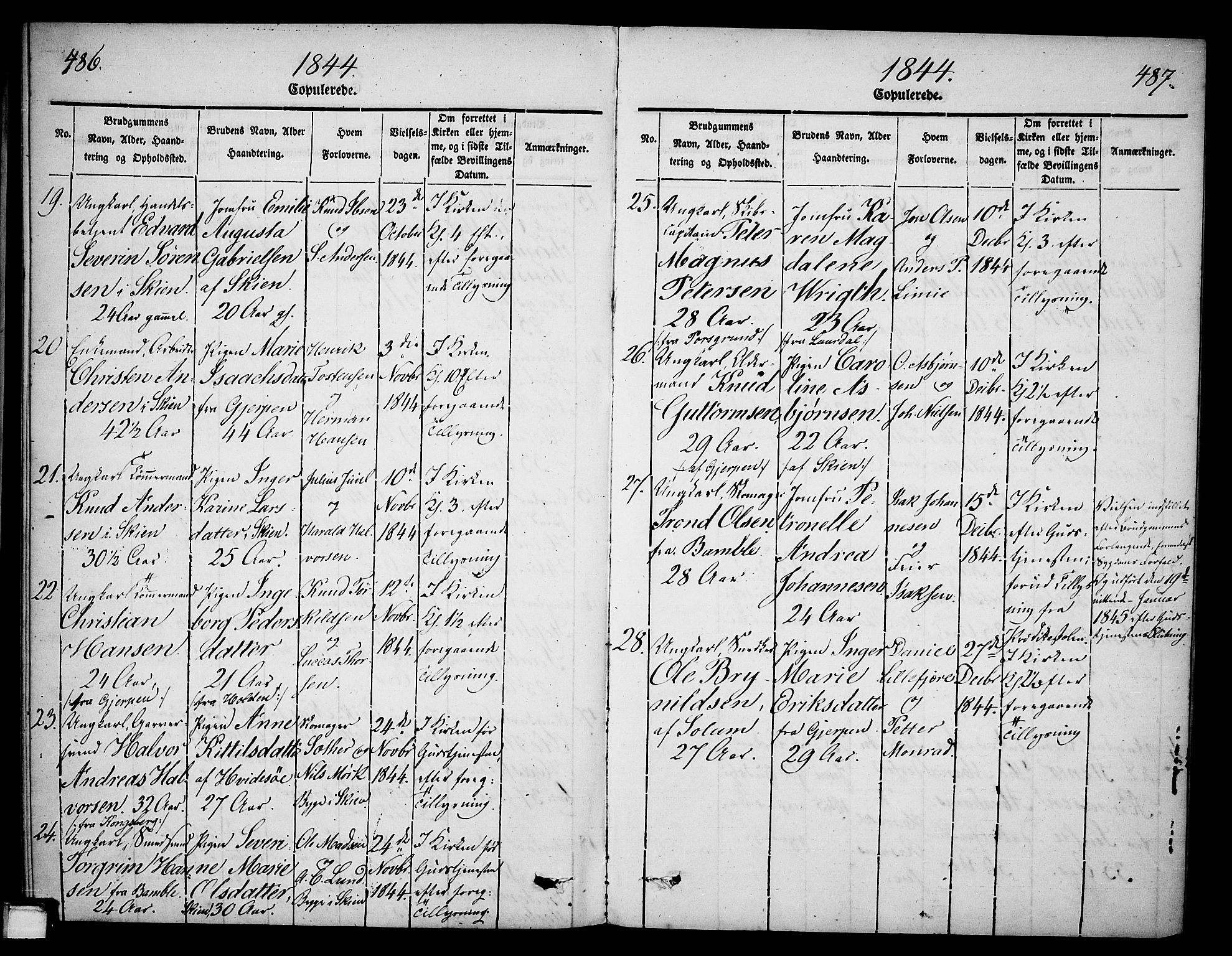 Skien kirkebøker, AV/SAKO-A-302/G/Ga/L0003: Parish register (copy) no. 3, 1843-1847, p. 486-487