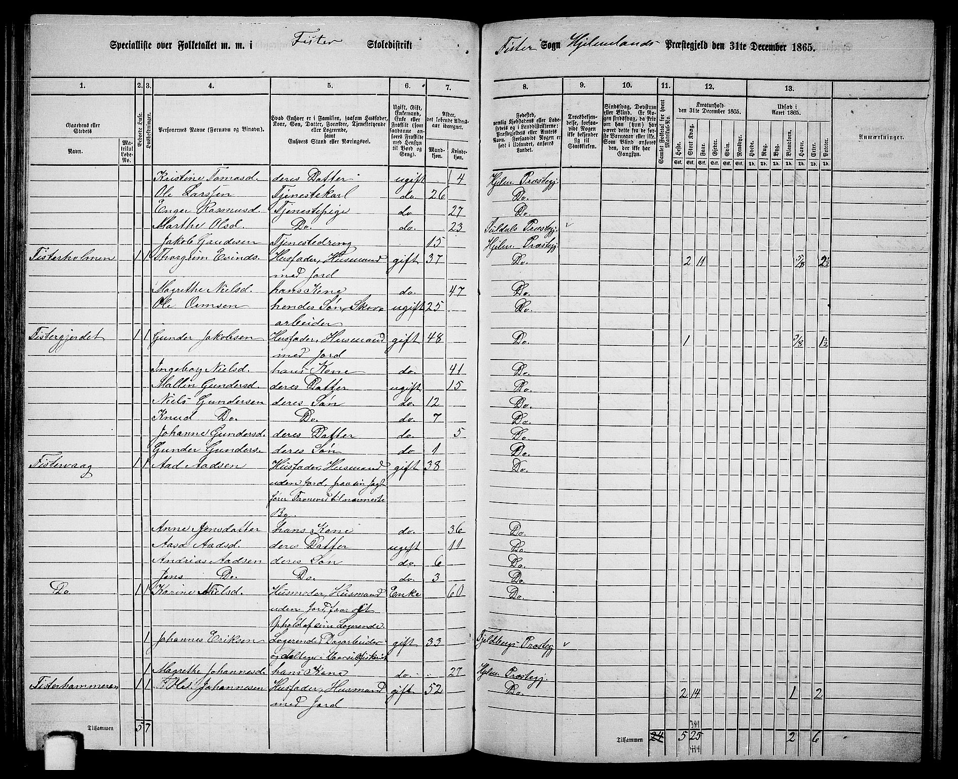 RA, 1865 census for Hjelmeland, 1865, p. 112