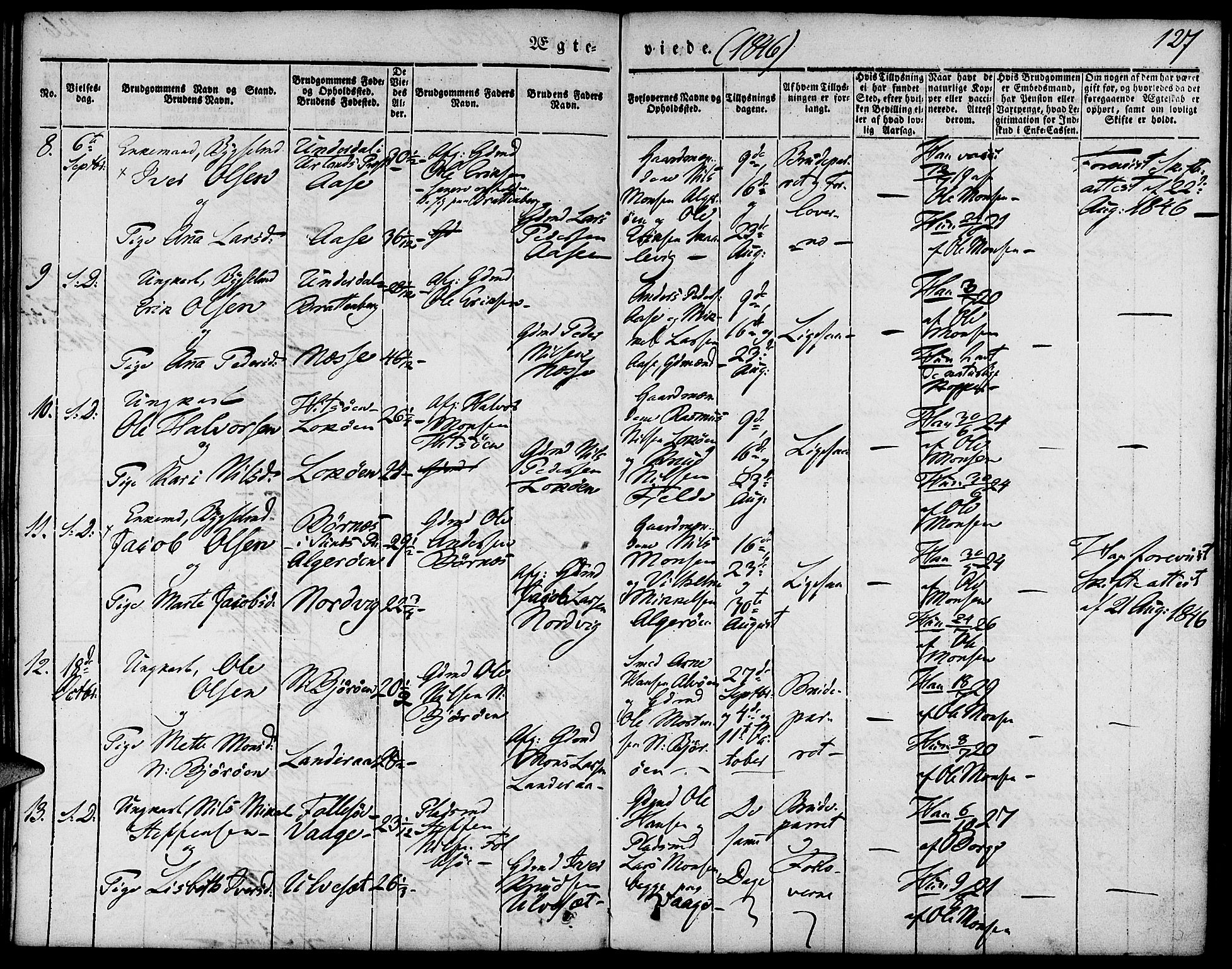 Fjell sokneprestembete, AV/SAB-A-75301/H/Haa: Parish register (official) no. A 1, 1835-1850, p. 127