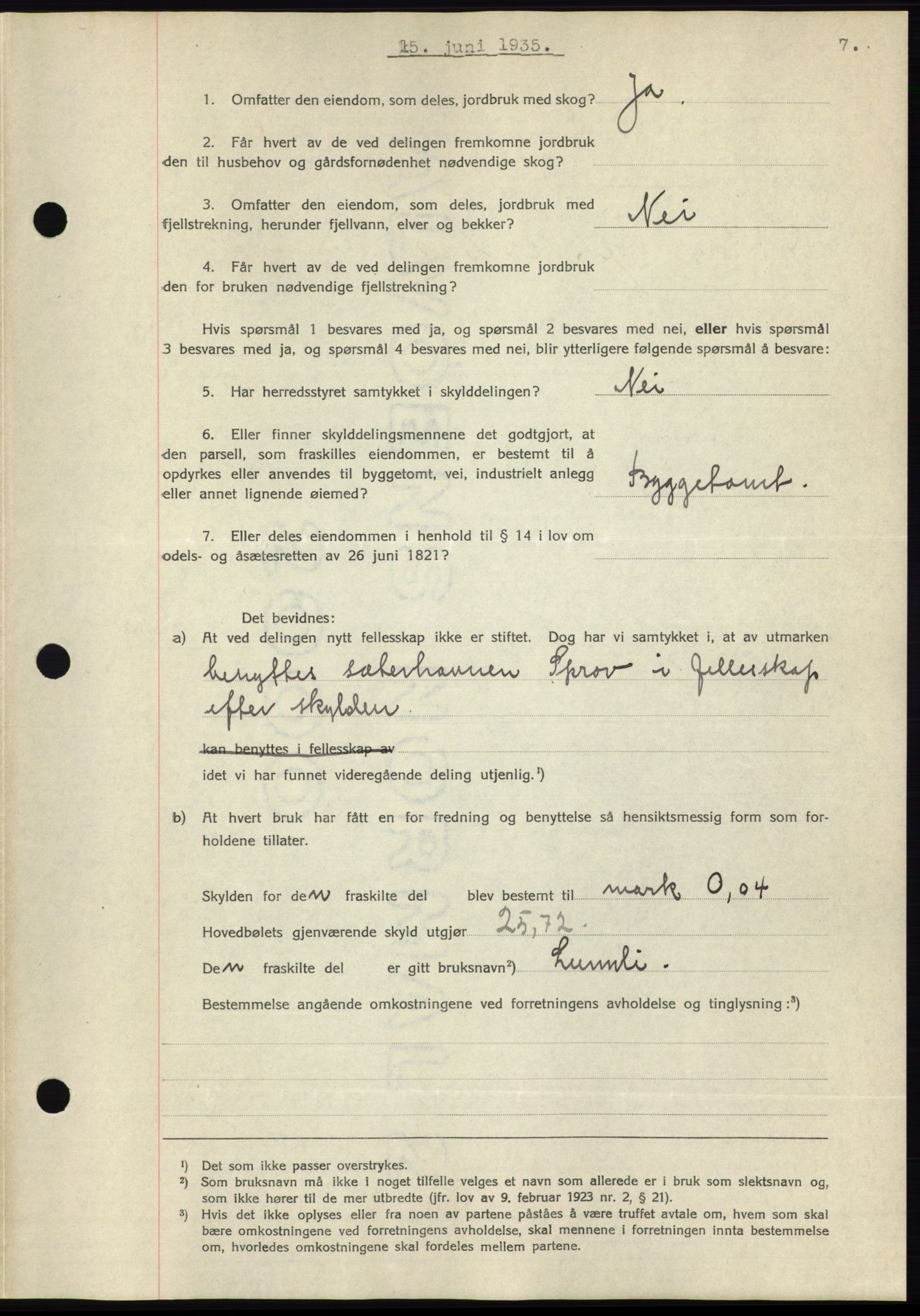 Romsdal sorenskriveri, AV/SAT-A-4149/1/2/2C/L0067: Mortgage book no. 61, 1935-1935, Deed date: 15.06.1935