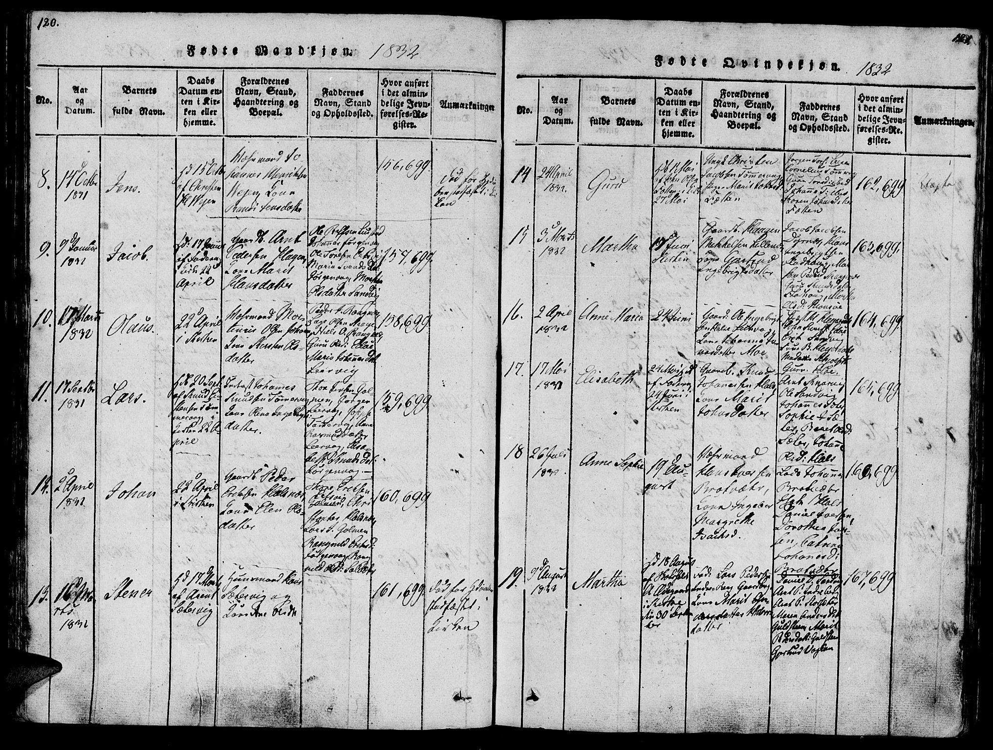 Ministerialprotokoller, klokkerbøker og fødselsregistre - Møre og Romsdal, SAT/A-1454/581/L0933: Parish register (official) no. 581A03 /1, 1819-1836, p. 120-121
