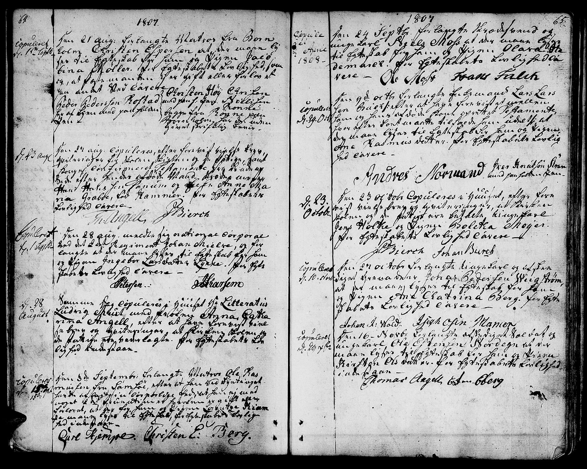 Ministerialprotokoller, klokkerbøker og fødselsregistre - Sør-Trøndelag, SAT/A-1456/601/L0042: Parish register (official) no. 601A10, 1802-1830, p. 64-65