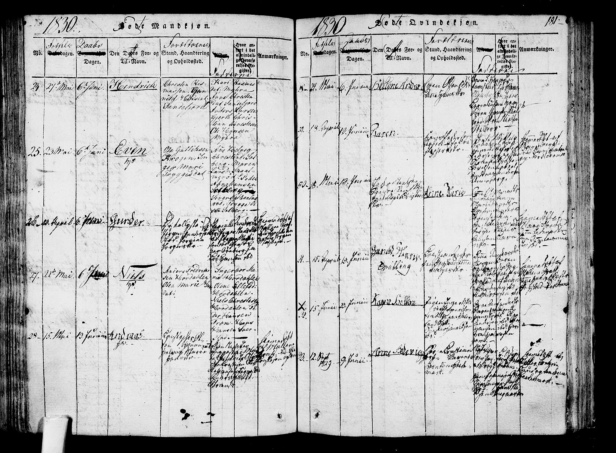 Sandar kirkebøker, AV/SAKO-A-243/F/Fa/L0004: Parish register (official) no. 4, 1814-1832, p. 181