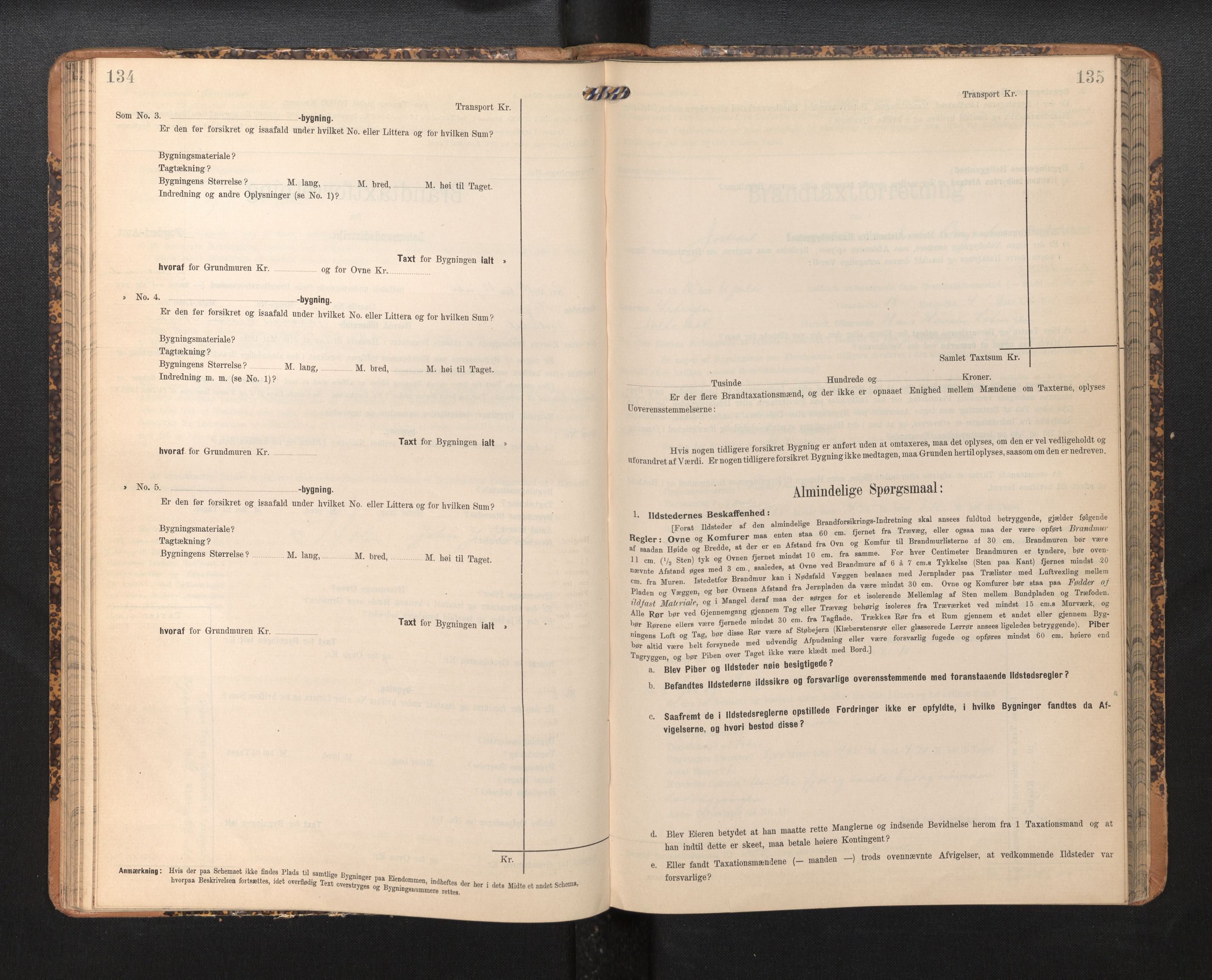 Lensmannen i Jostedal, SAB/A-28601/0012/L0004: Branntakstprotokoll, skjematakst, 1906-1919, p. 134-135