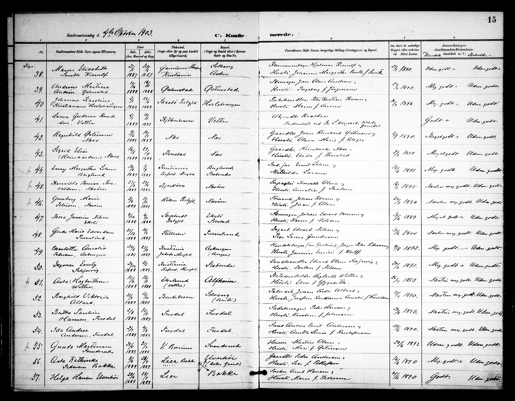 Asker prestekontor Kirkebøker, AV/SAO-A-10256a/F/Fa/L0016: Parish register (official) no. I 16, 1900-1917, p. 15