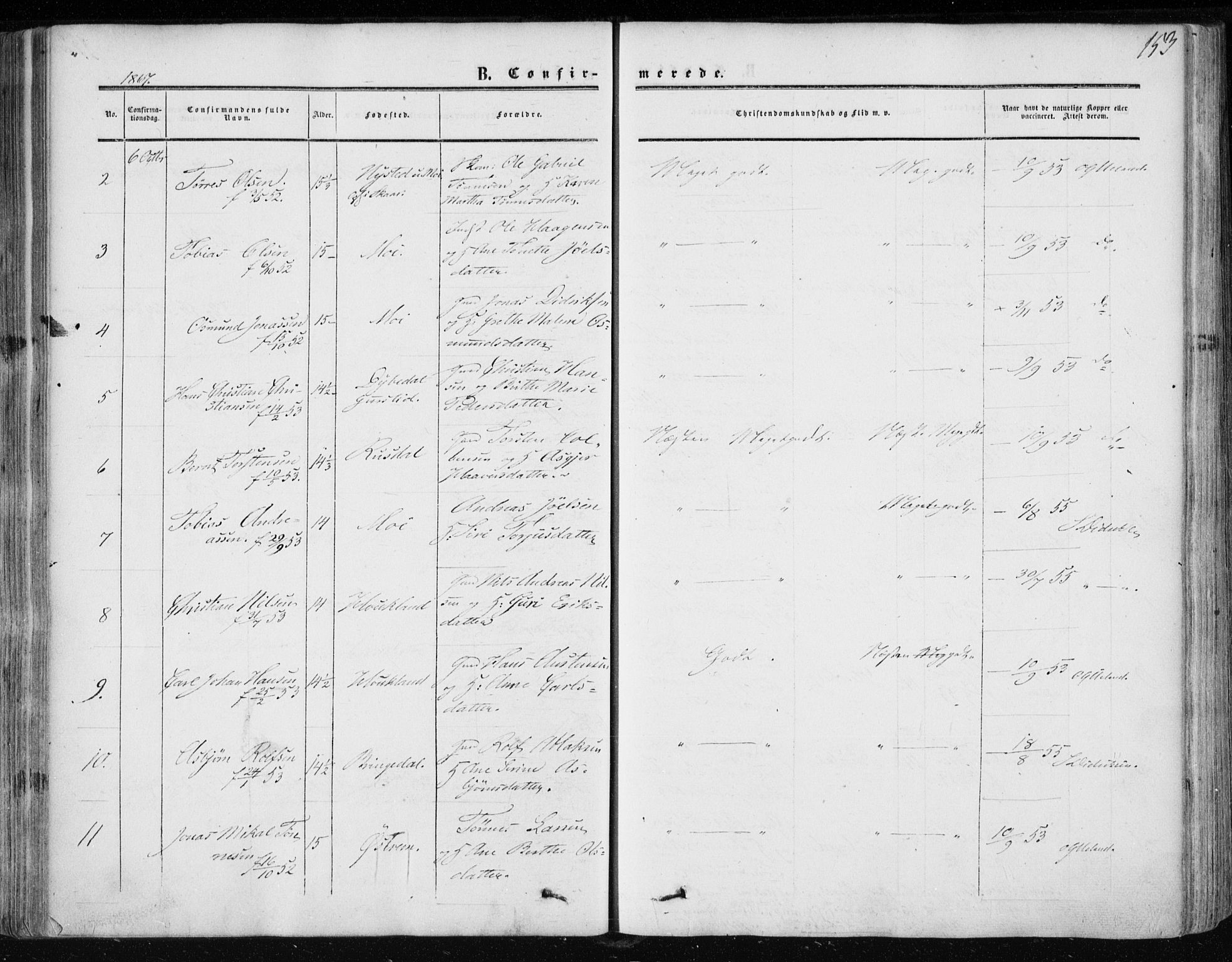 Lund sokneprestkontor, AV/SAST-A-101809/S06/L0009: Parish register (official) no. A 8, 1853-1877, p. 153