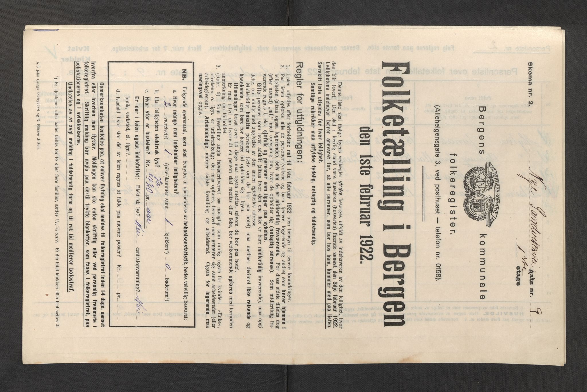 SAB, Municipal Census 1922 for Bergen, 1922, p. 34637