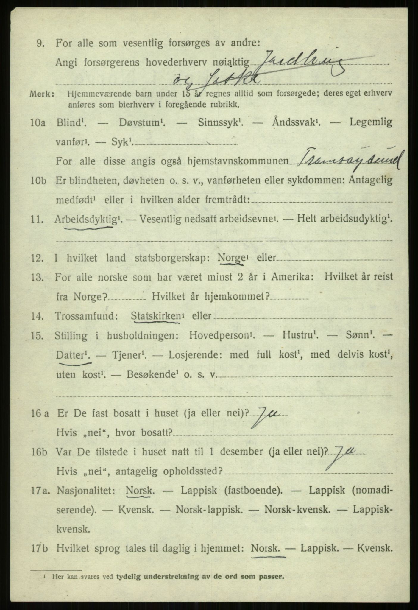 SATØ, 1920 census for Tromsøysund, 1920, p. 5799