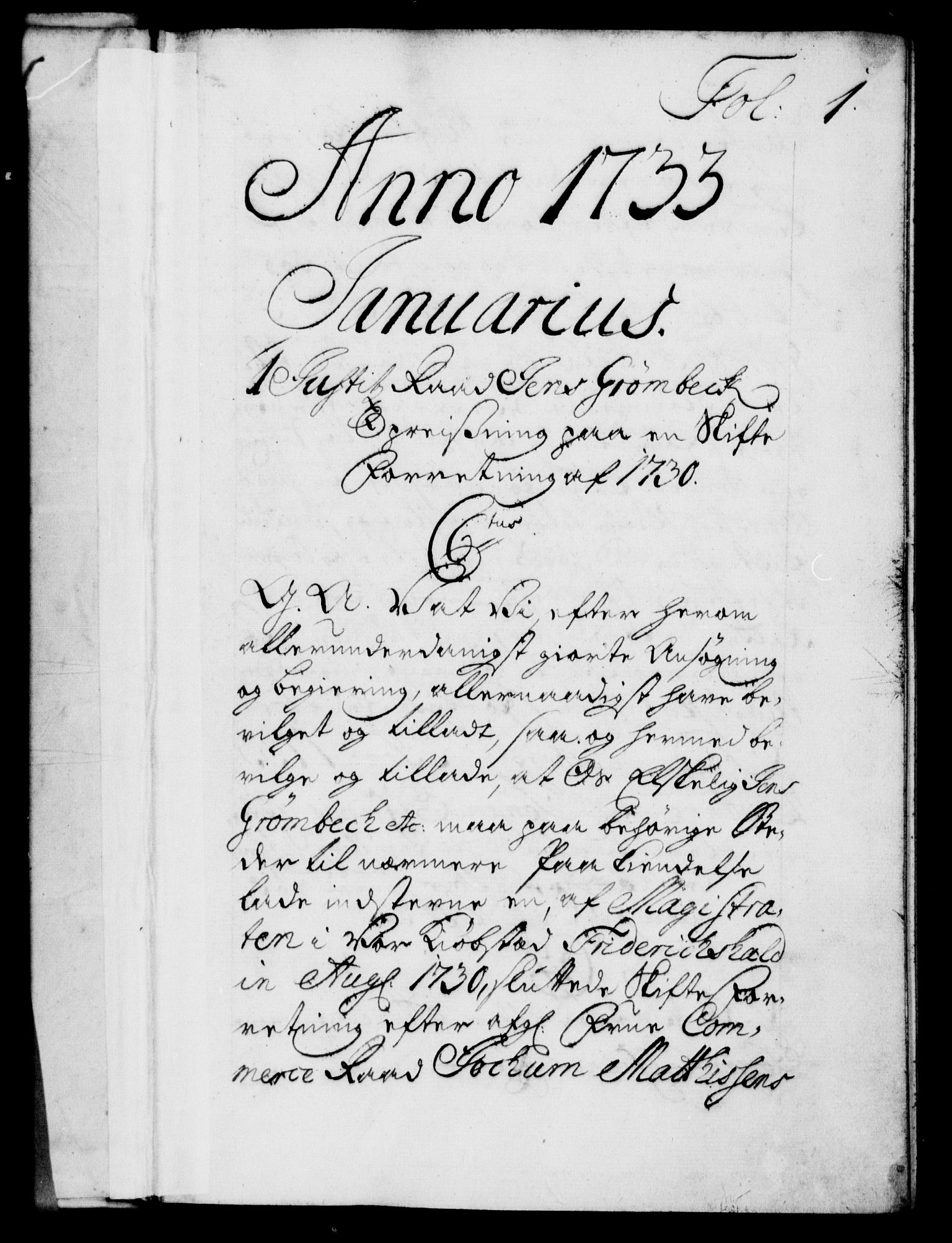Danske Kanselli 1572-1799, AV/RA-EA-3023/F/Fc/Fca/Fcaa/L0028: Norske registre, 1733-1734, p. 1a