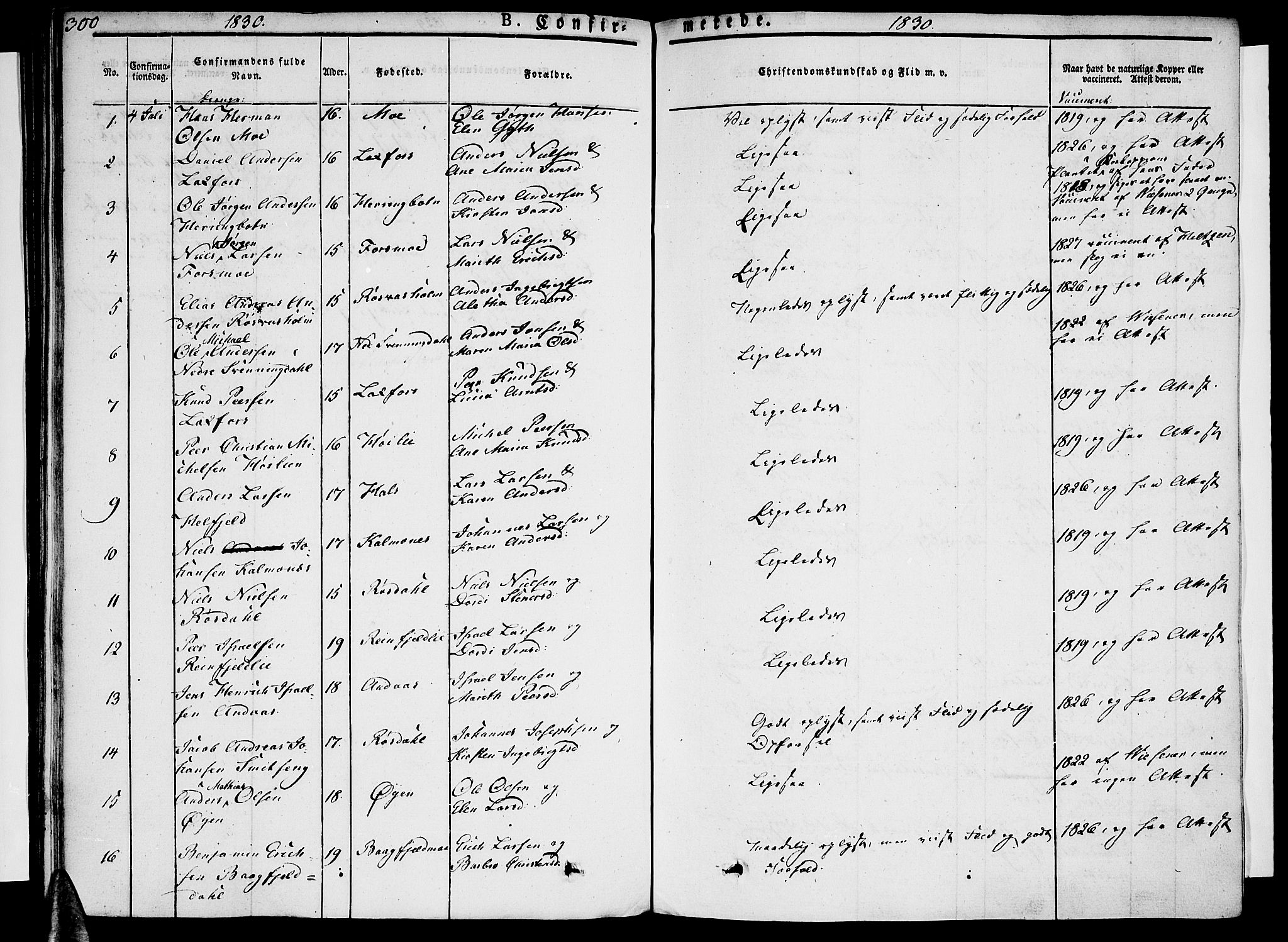 Ministerialprotokoller, klokkerbøker og fødselsregistre - Nordland, AV/SAT-A-1459/820/L0289: Parish register (official) no. 820A10, 1826-1845, p. 300