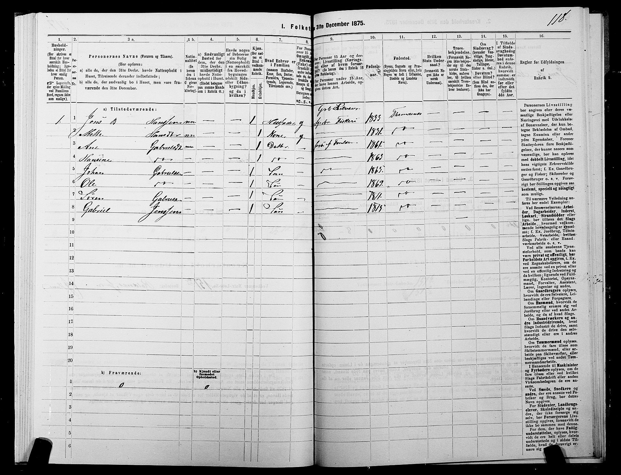 SATØ, 1875 census for 1914P Trondenes, 1875, p. 1118