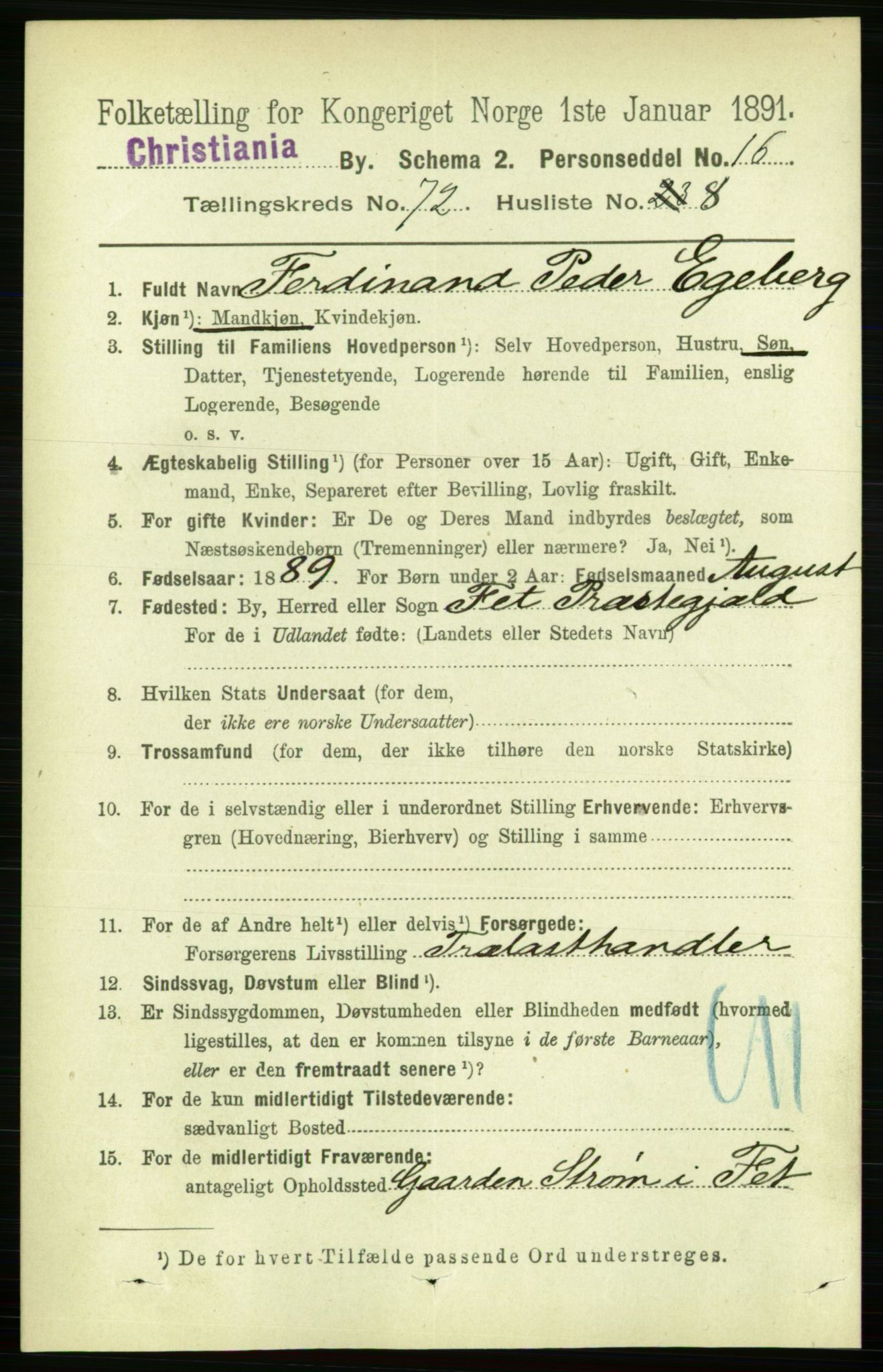 RA, 1891 census for 0301 Kristiania, 1891, p. 39326