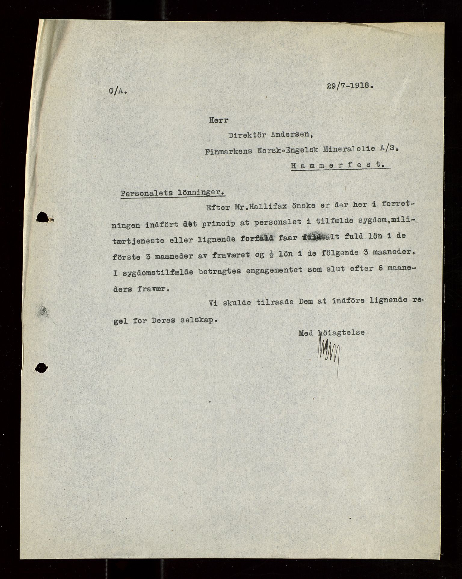 Pa 1521 - A/S Norske Shell, AV/SAST-A-101915/E/Ea/Eaa/L0021: Sjefskorrespondanse, 1918, p. 262