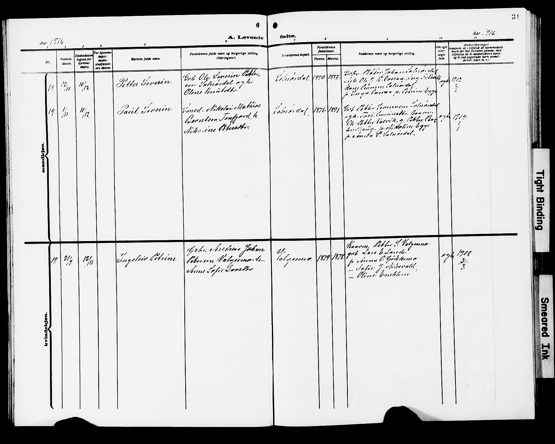 Ministerialprotokoller, klokkerbøker og fødselsregistre - Møre og Romsdal, AV/SAT-A-1454/522/L0328: Parish register (copy) no. 522C07, 1909-1925, p. 31