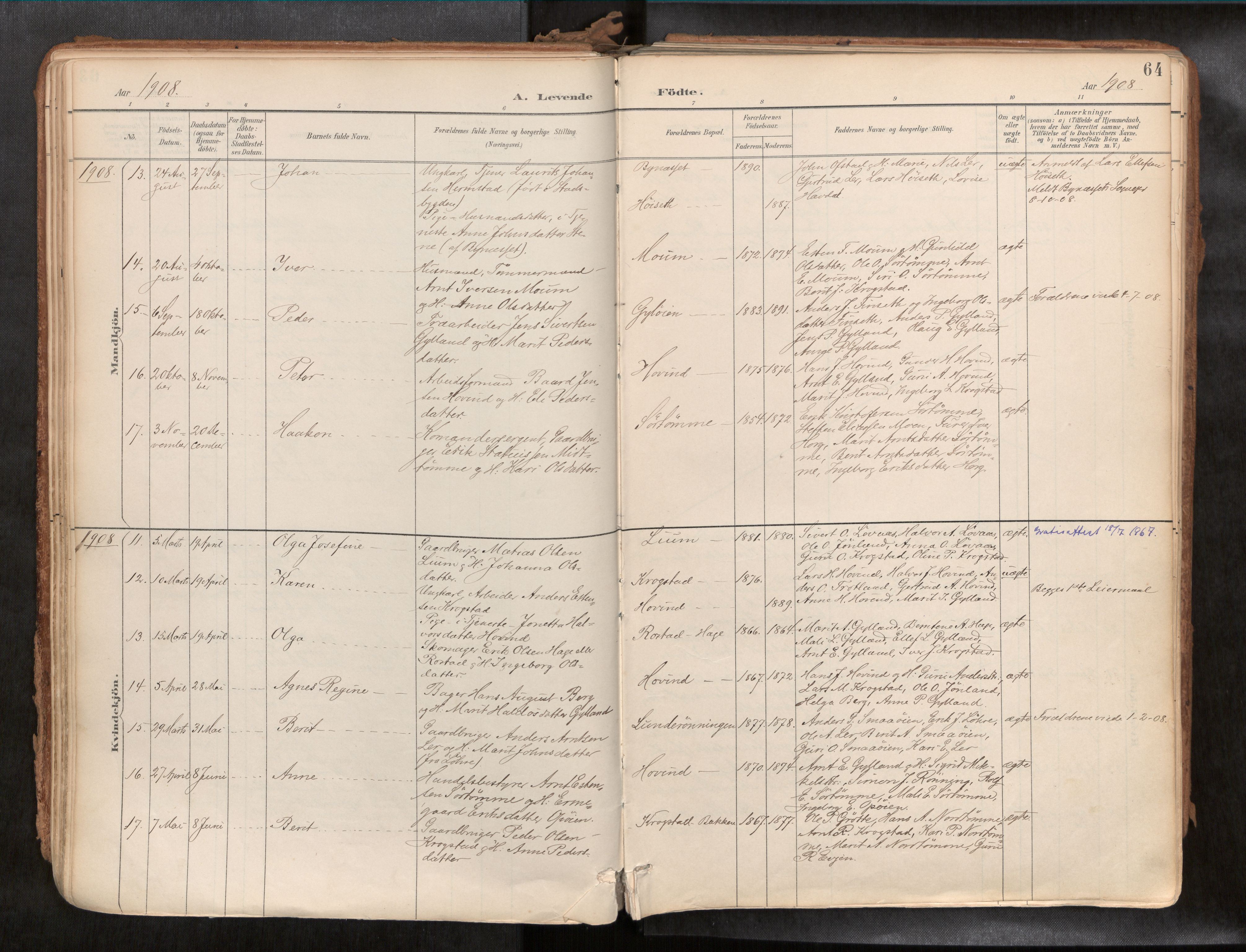 Ministerialprotokoller, klokkerbøker og fødselsregistre - Sør-Trøndelag, SAT/A-1456/692/L1105b: Parish register (official) no. 692A06, 1891-1934, p. 64
