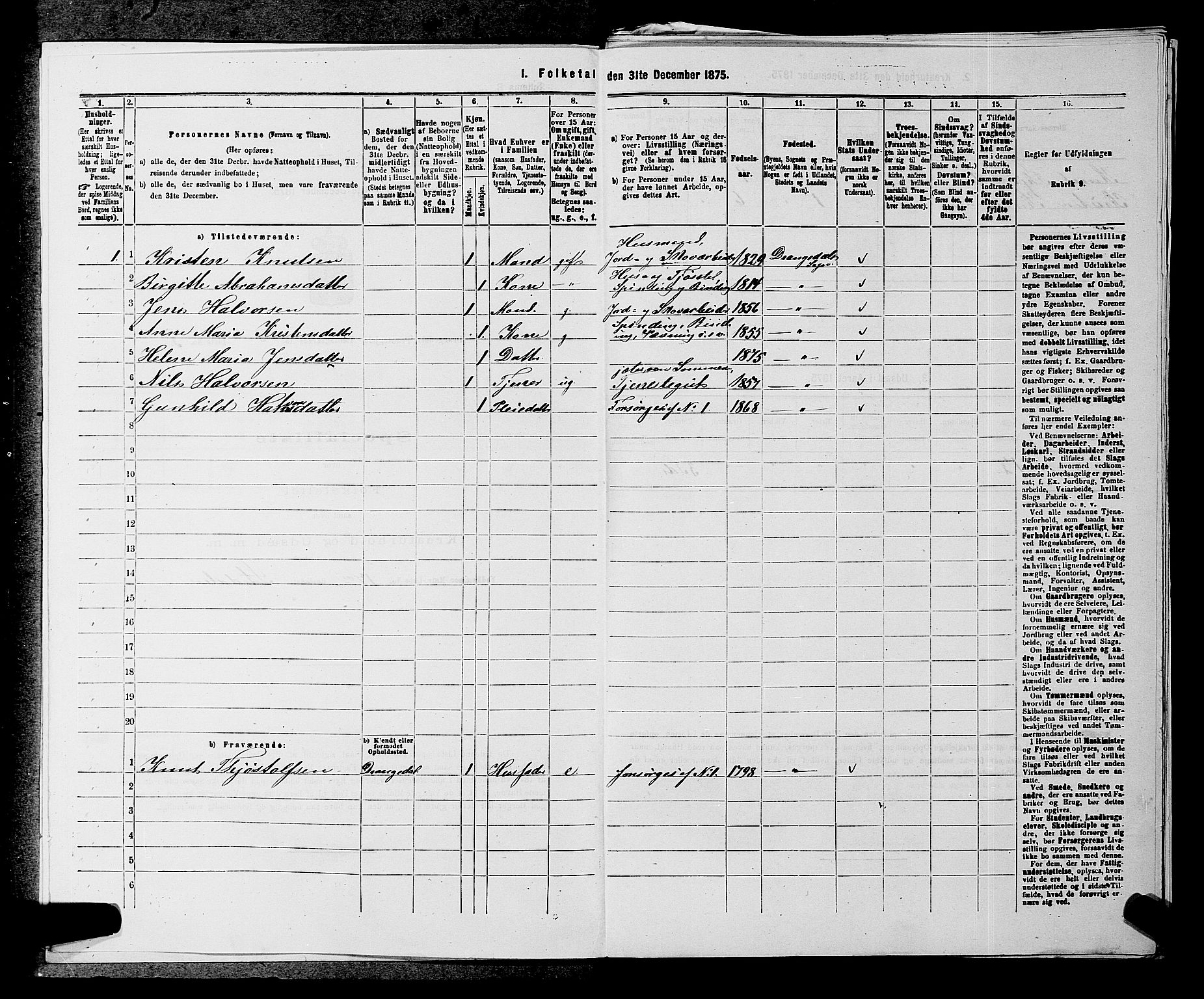 SAKO, 1875 census for 0817P Drangedal, 1875, p. 490