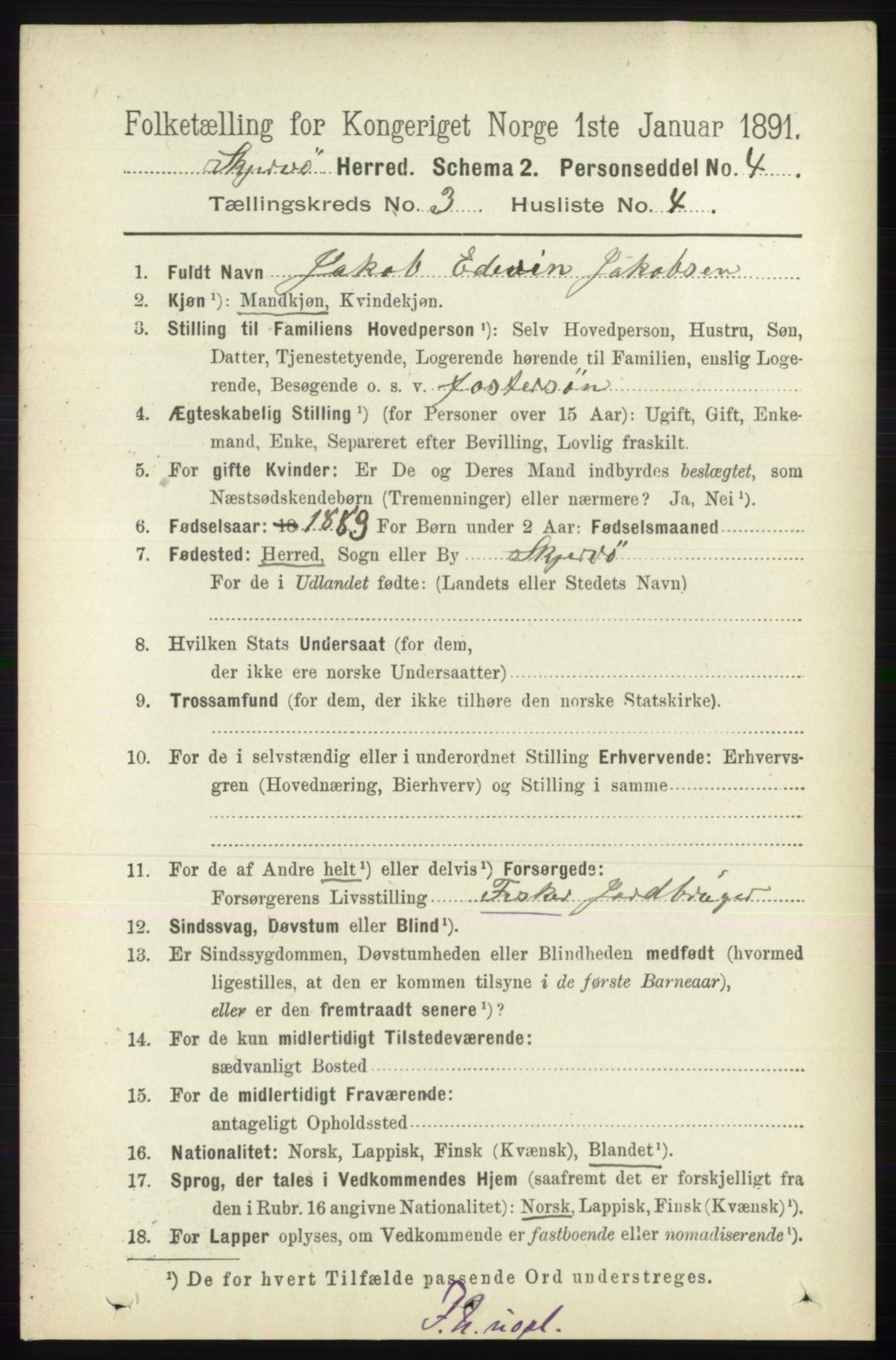 RA, 1891 census for 1941 Skjervøy, 1891, p. 1868