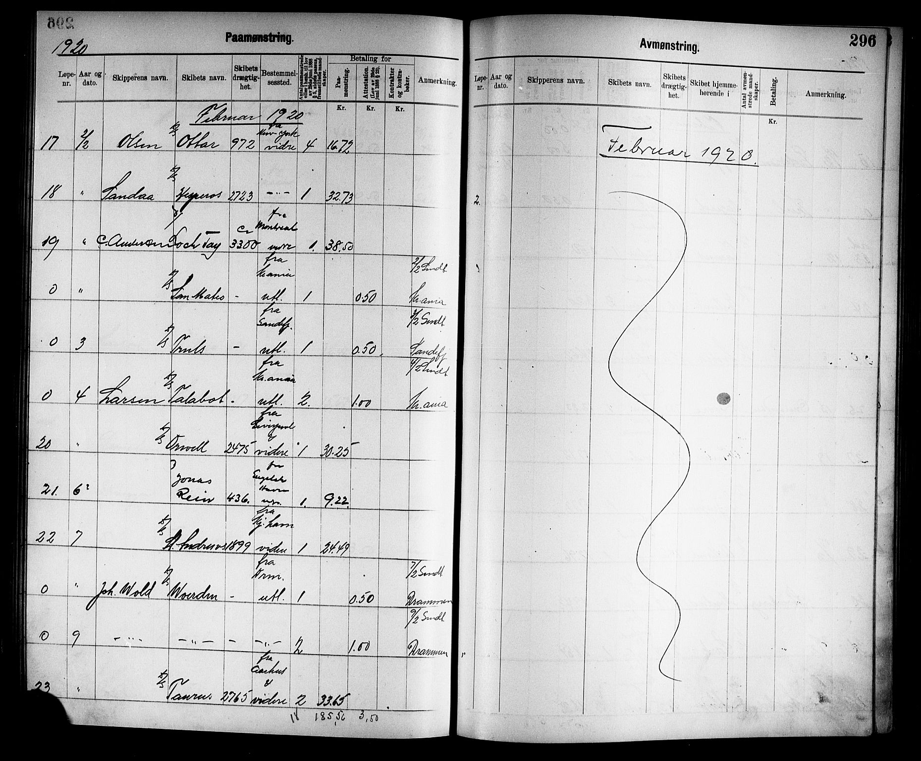 Tønsberg innrulleringskontor, AV/SAKO-A-786/H/Ha/L0007: Mønstringsjournal, 1915-1925, p. 299