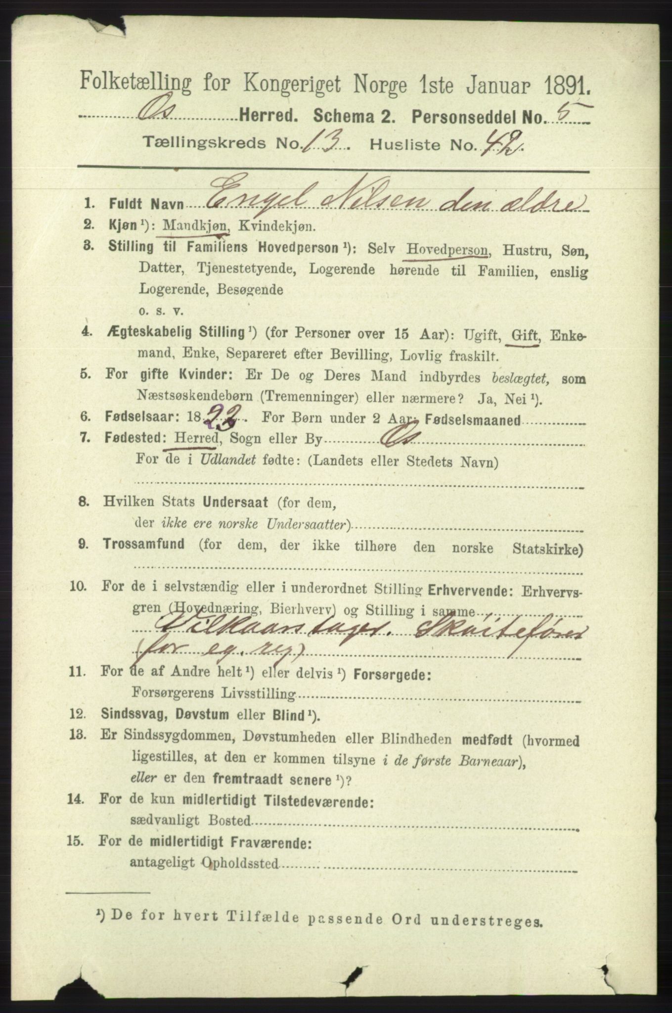 RA, 1891 census for 1243 Os, 1891, p. 3054