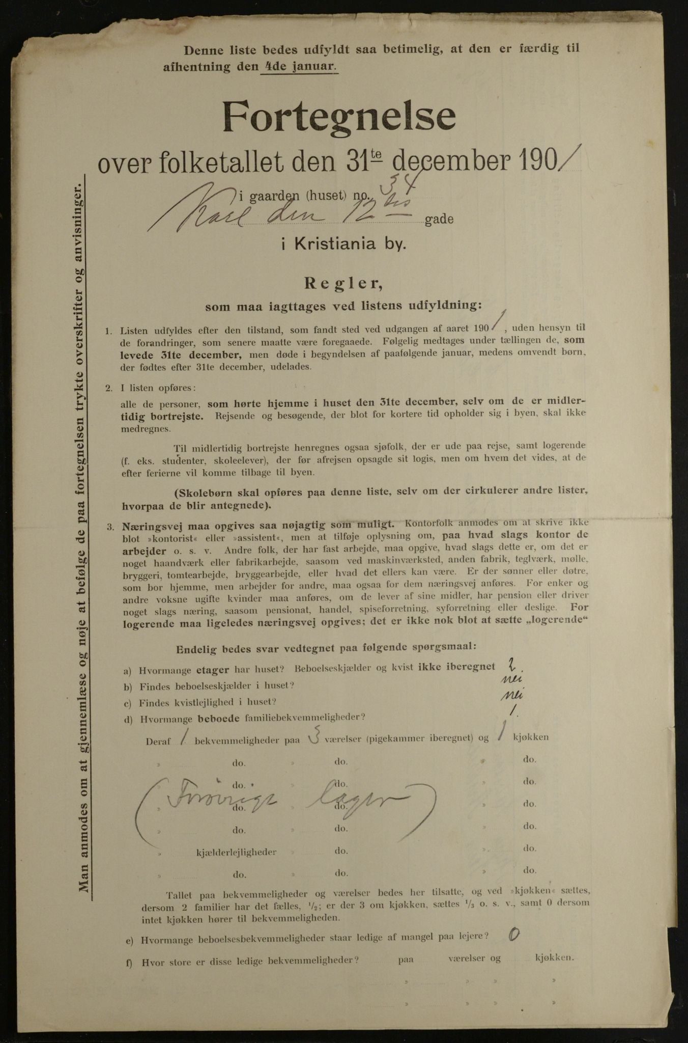 OBA, Municipal Census 1901 for Kristiania, 1901, p. 7583