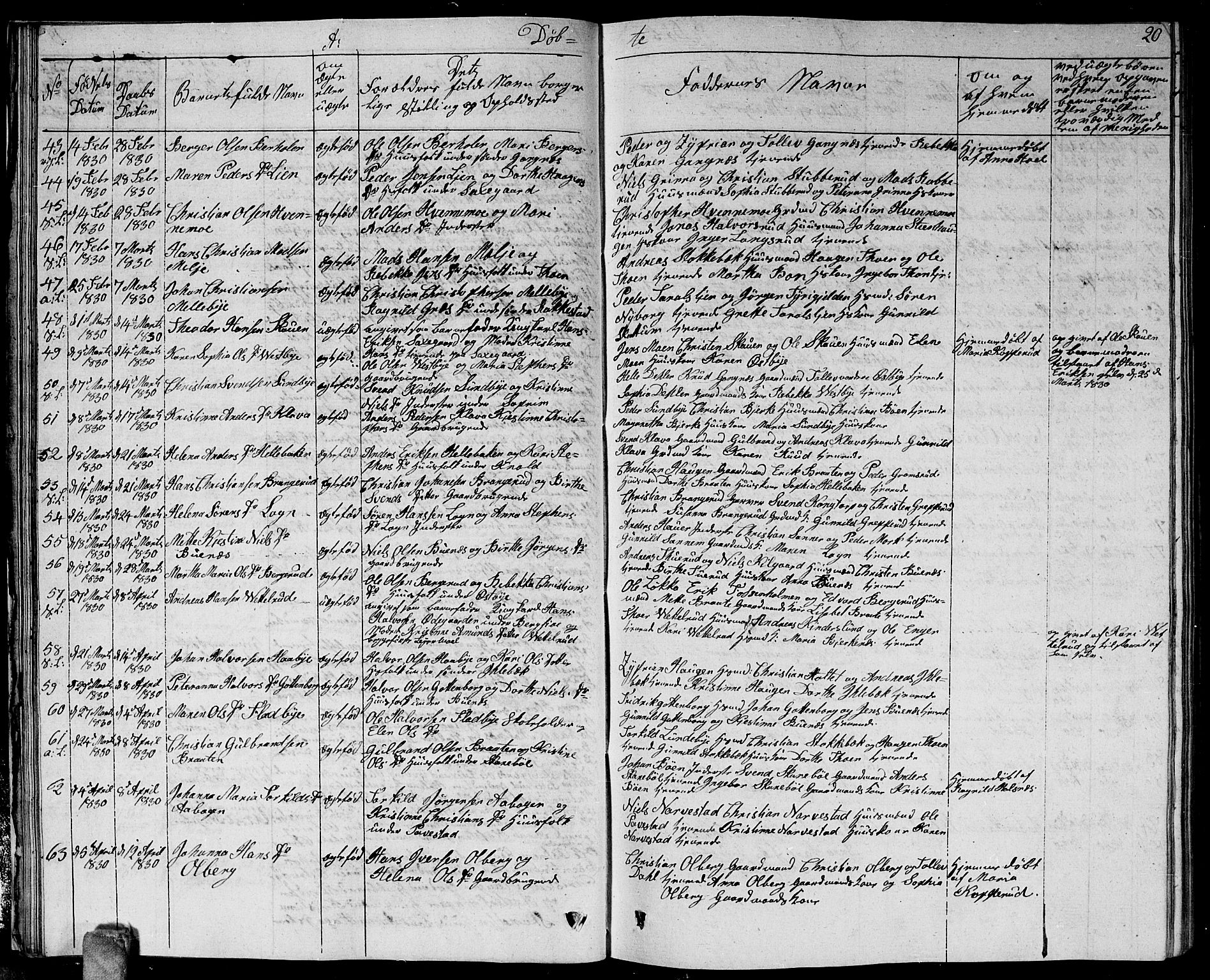 Høland prestekontor Kirkebøker, AV/SAO-A-10346a/G/Ga/L0002: Parish register (copy) no. I 2, 1827-1845, p. 20