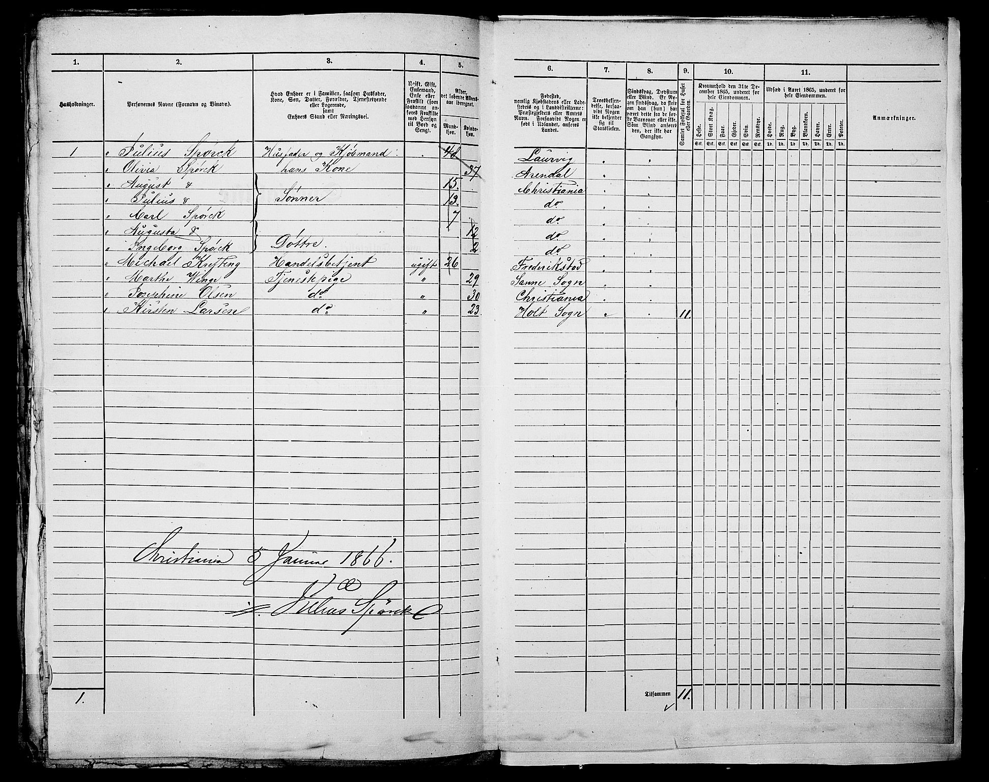 RA, 1865 census for Kristiania, 1865, p. 578