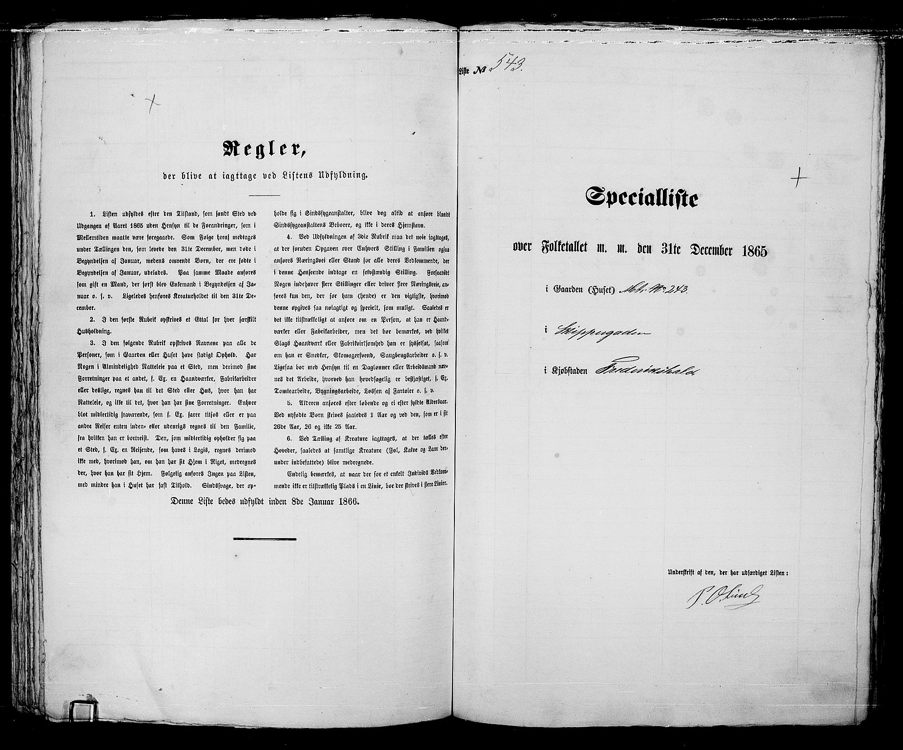 RA, 1865 census for Fredrikshald, 1865, p. 1089