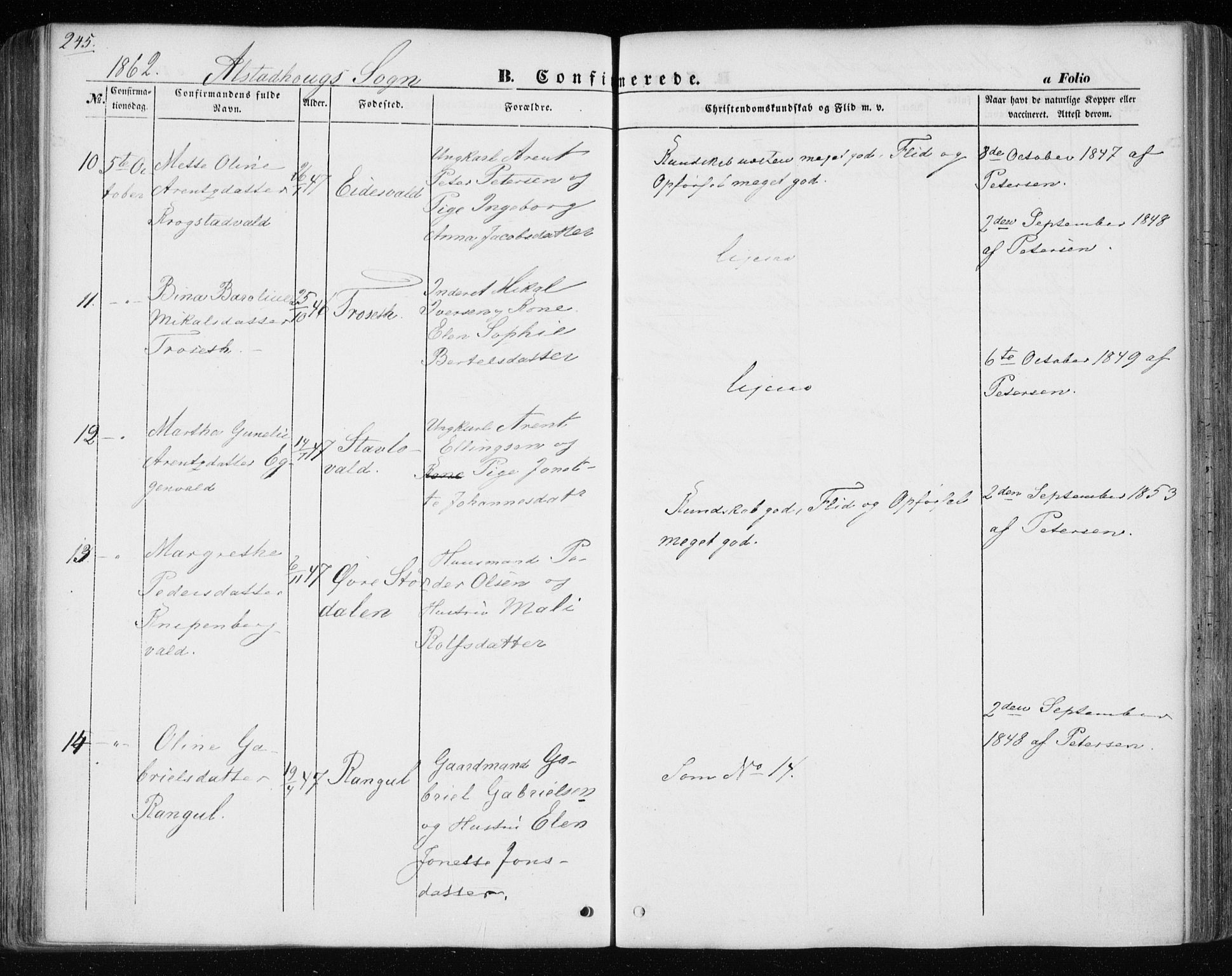 Ministerialprotokoller, klokkerbøker og fødselsregistre - Nord-Trøndelag, AV/SAT-A-1458/717/L0154: Parish register (official) no. 717A07 /1, 1850-1862, p. 245