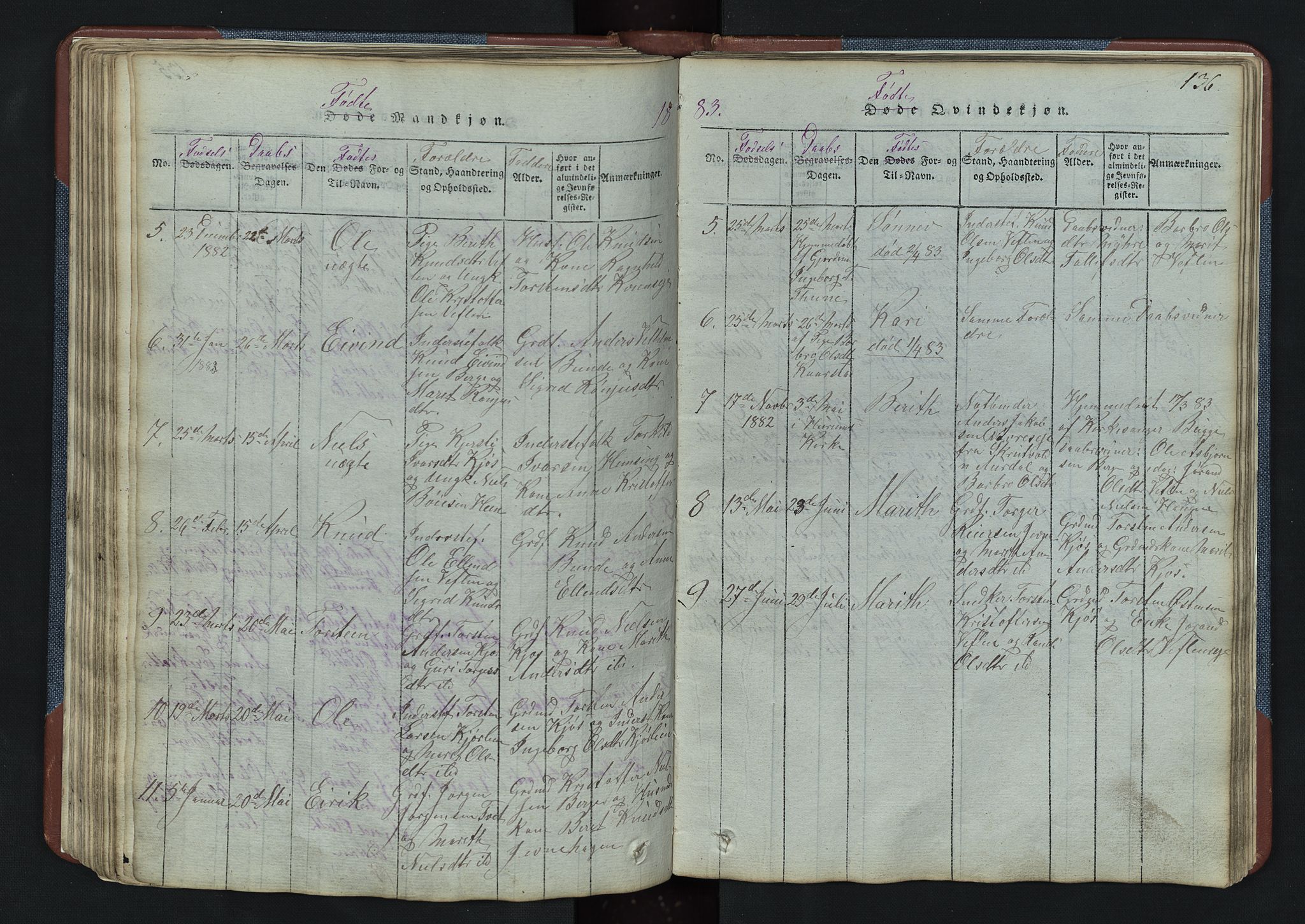 Vang prestekontor, Valdres, SAH/PREST-140/H/Hb/L0003: Parish register (copy) no. 3, 1814-1892, p. 136