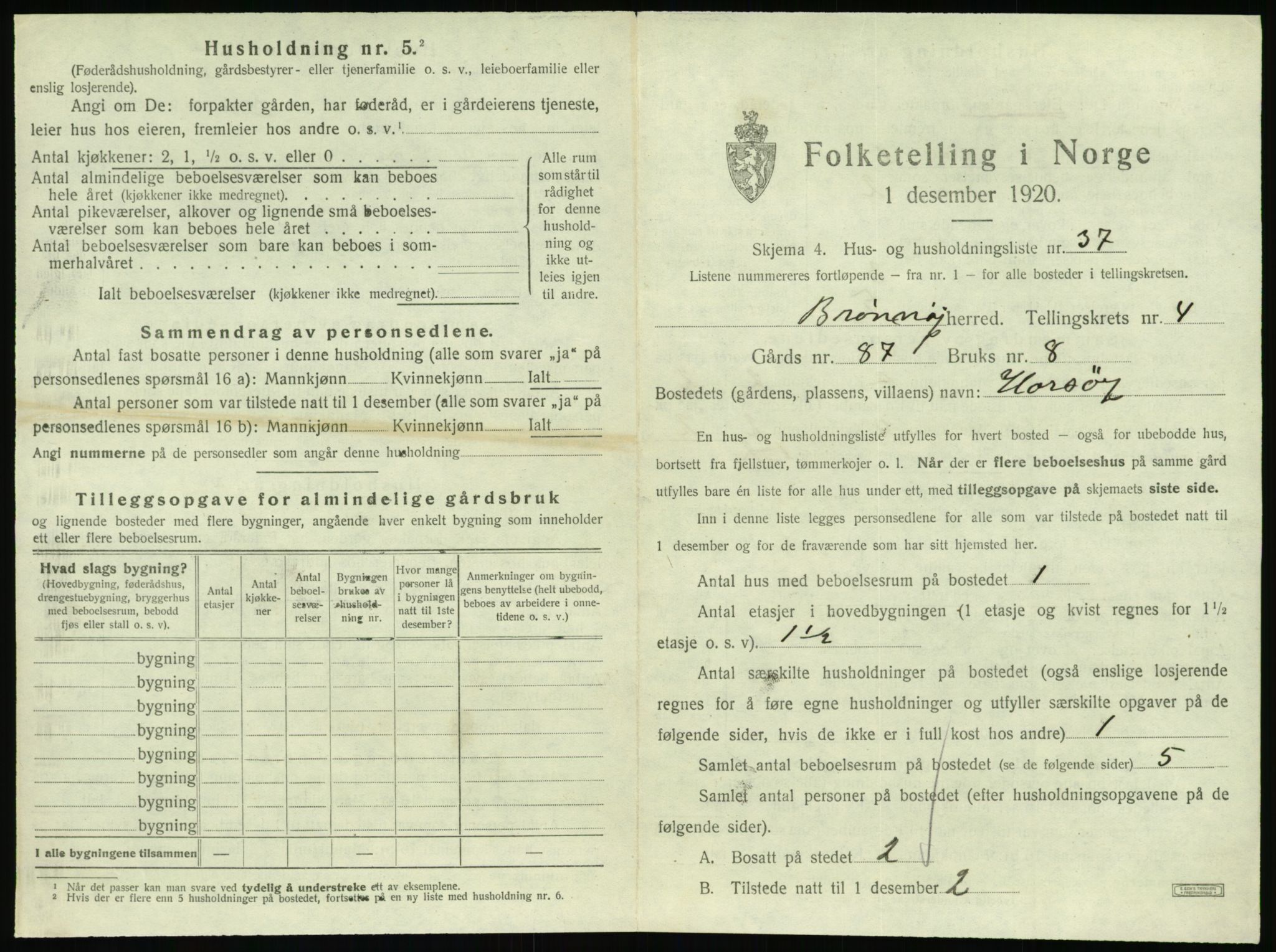 SAT, 1920 census for Brønnøy, 1920, p. 420