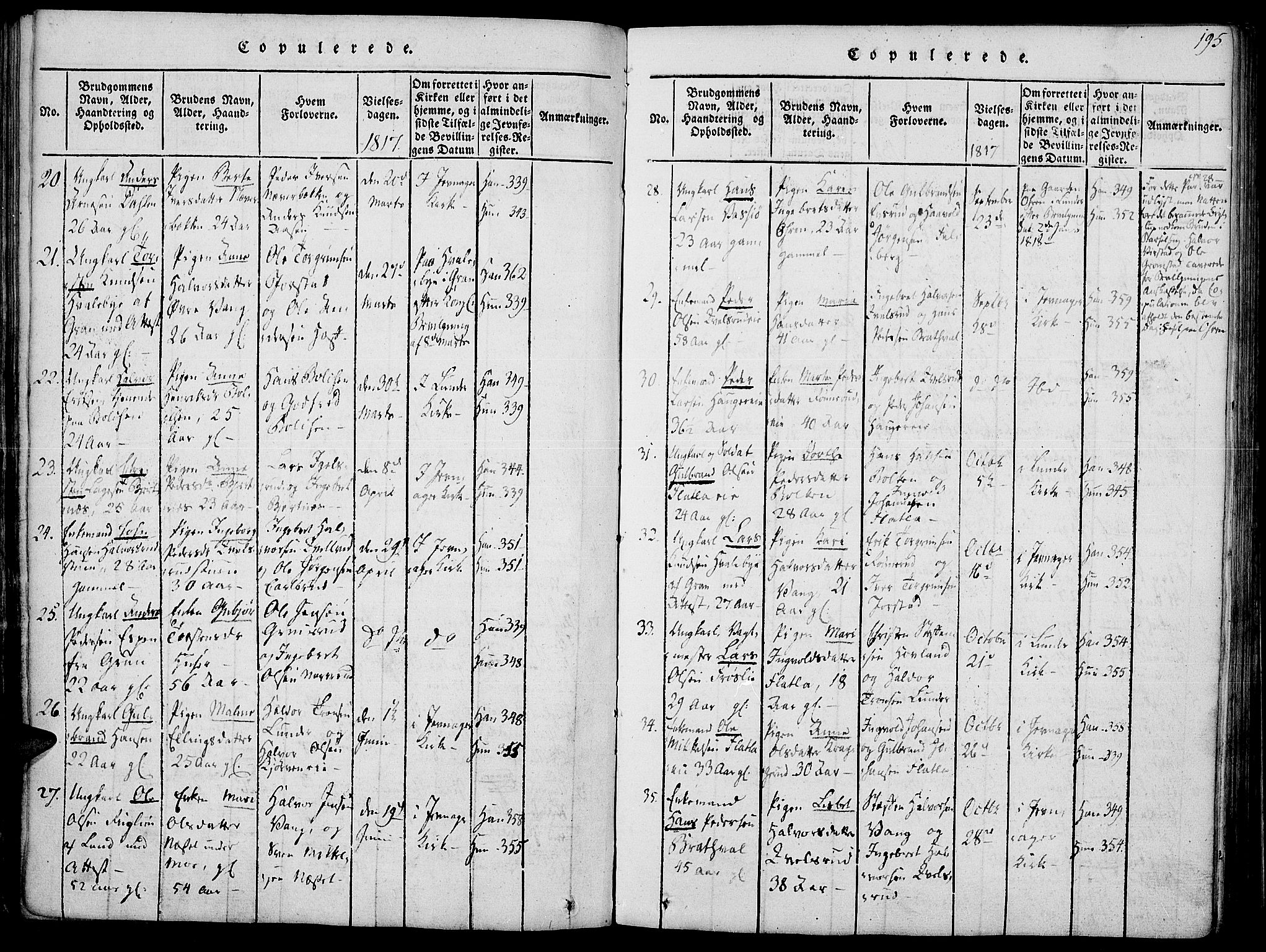 Jevnaker prestekontor, SAH/PREST-116/H/Ha/Haa/L0005: Parish register (official) no. 5, 1815-1837, p. 195