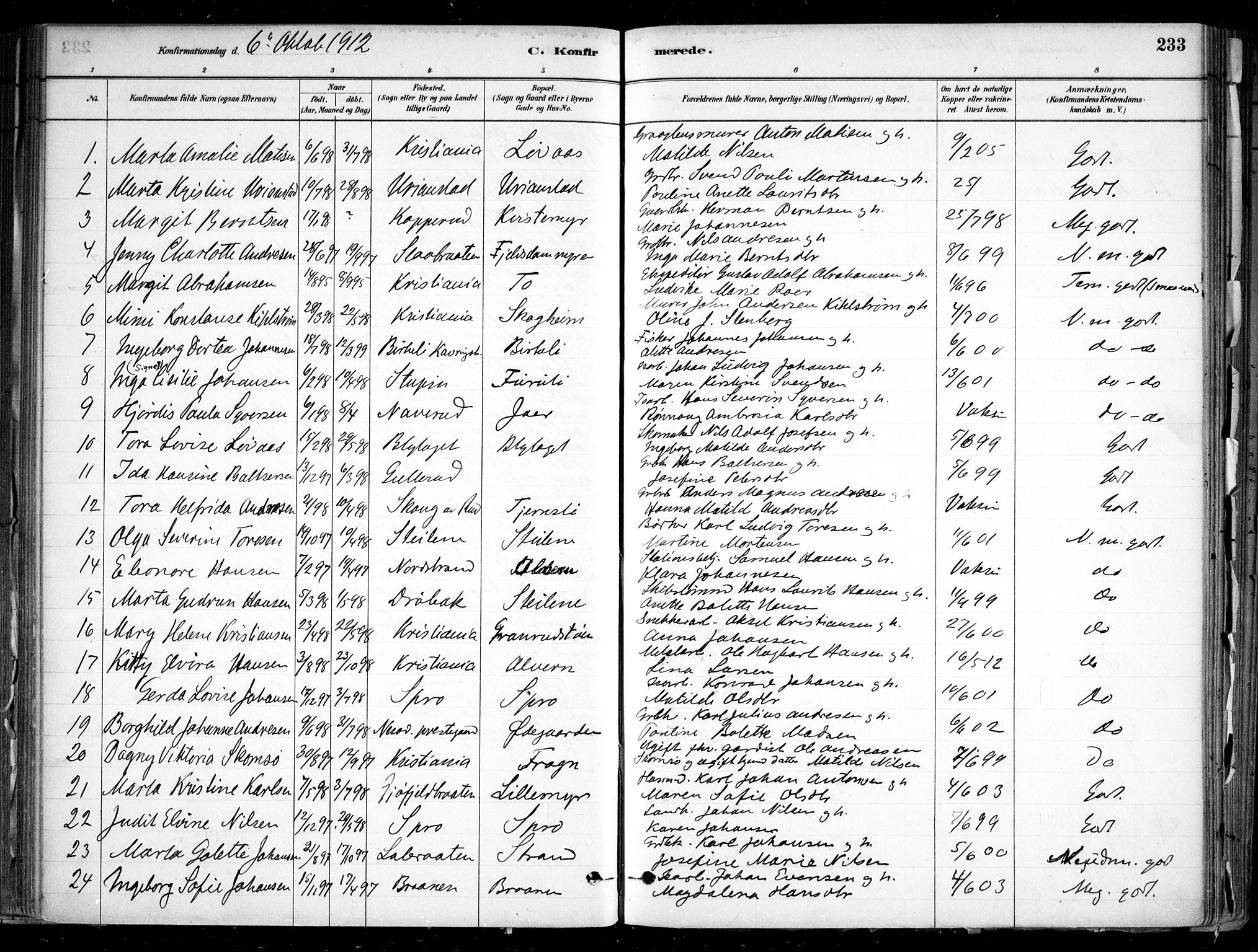 Nesodden prestekontor Kirkebøker, SAO/A-10013/F/Fa/L0009: Parish register (official) no. I 9, 1880-1915, p. 233