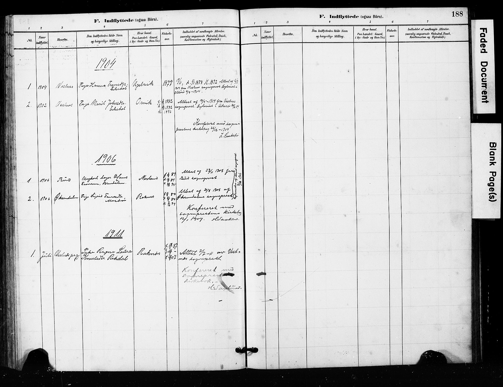 Ministerialprotokoller, klokkerbøker og fødselsregistre - Møre og Romsdal, SAT/A-1454/563/L0737: Parish register (copy) no. 563C01, 1878-1916, p. 188