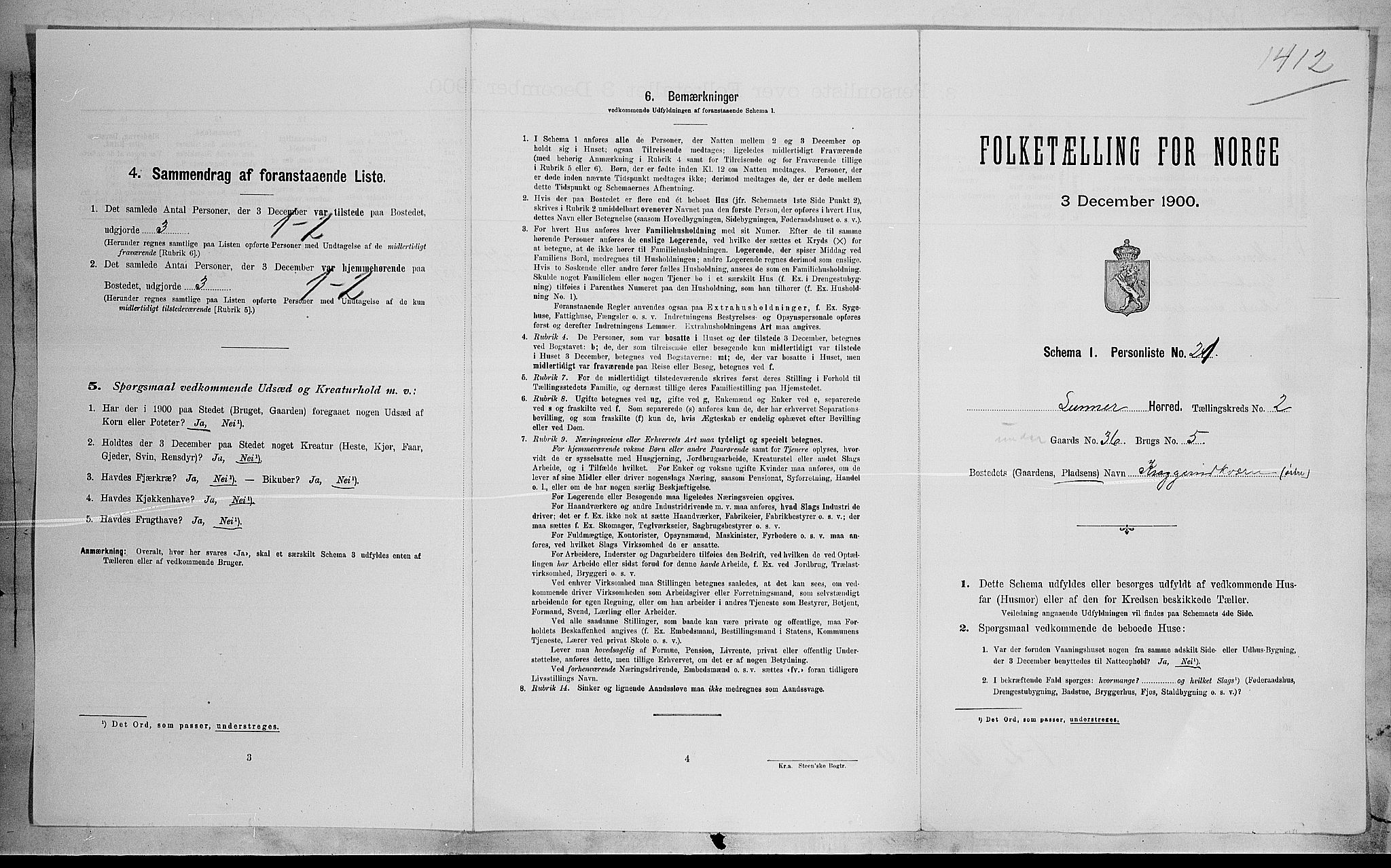 SAH, 1900 census for Lunner, 1900, p. 215