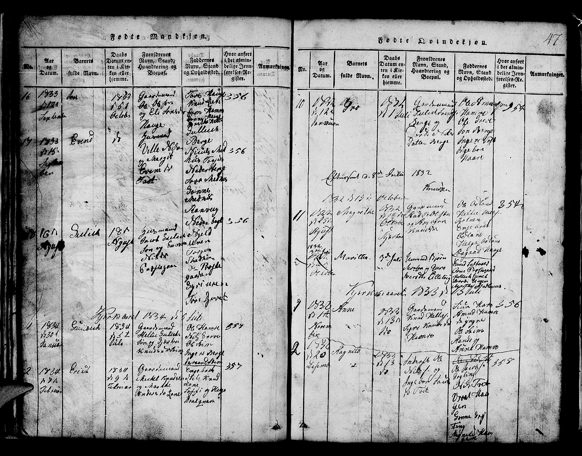 Røldal sokneprestembete, AV/SAB-A-100247: Parish register (copy) no. A 1, 1817-1860, p. 47