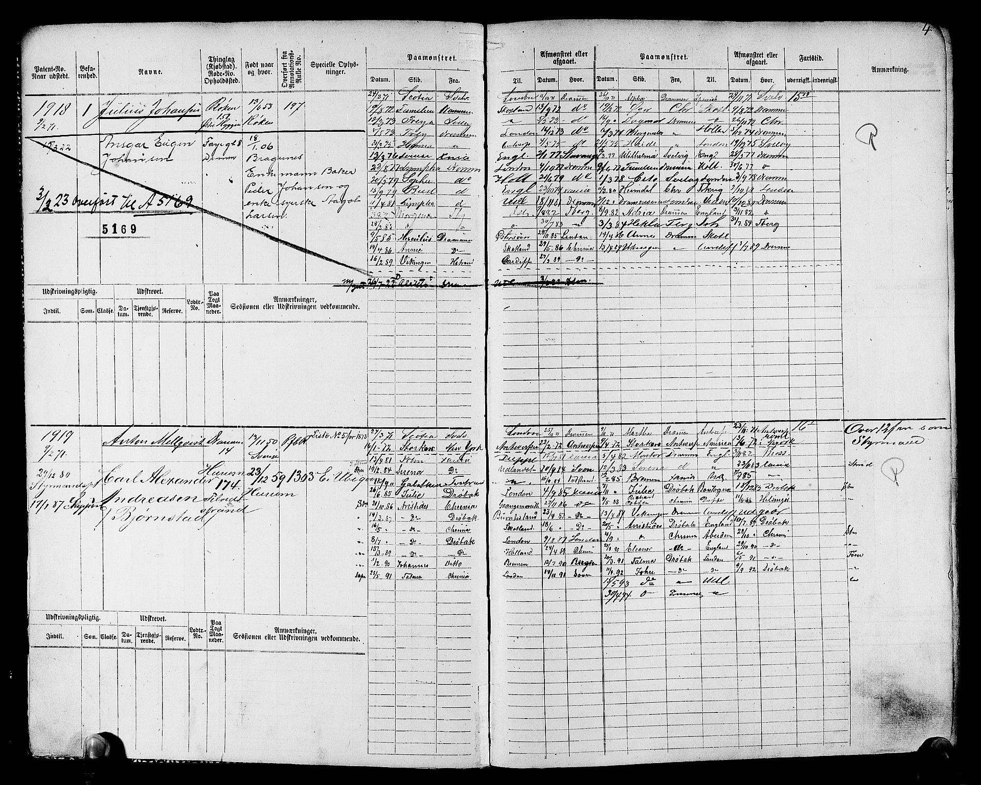 Drammen innrulleringsdistrikt, SAKO/A-781/F/Fc/L0003: Hovedrulle, 1871, p. 5