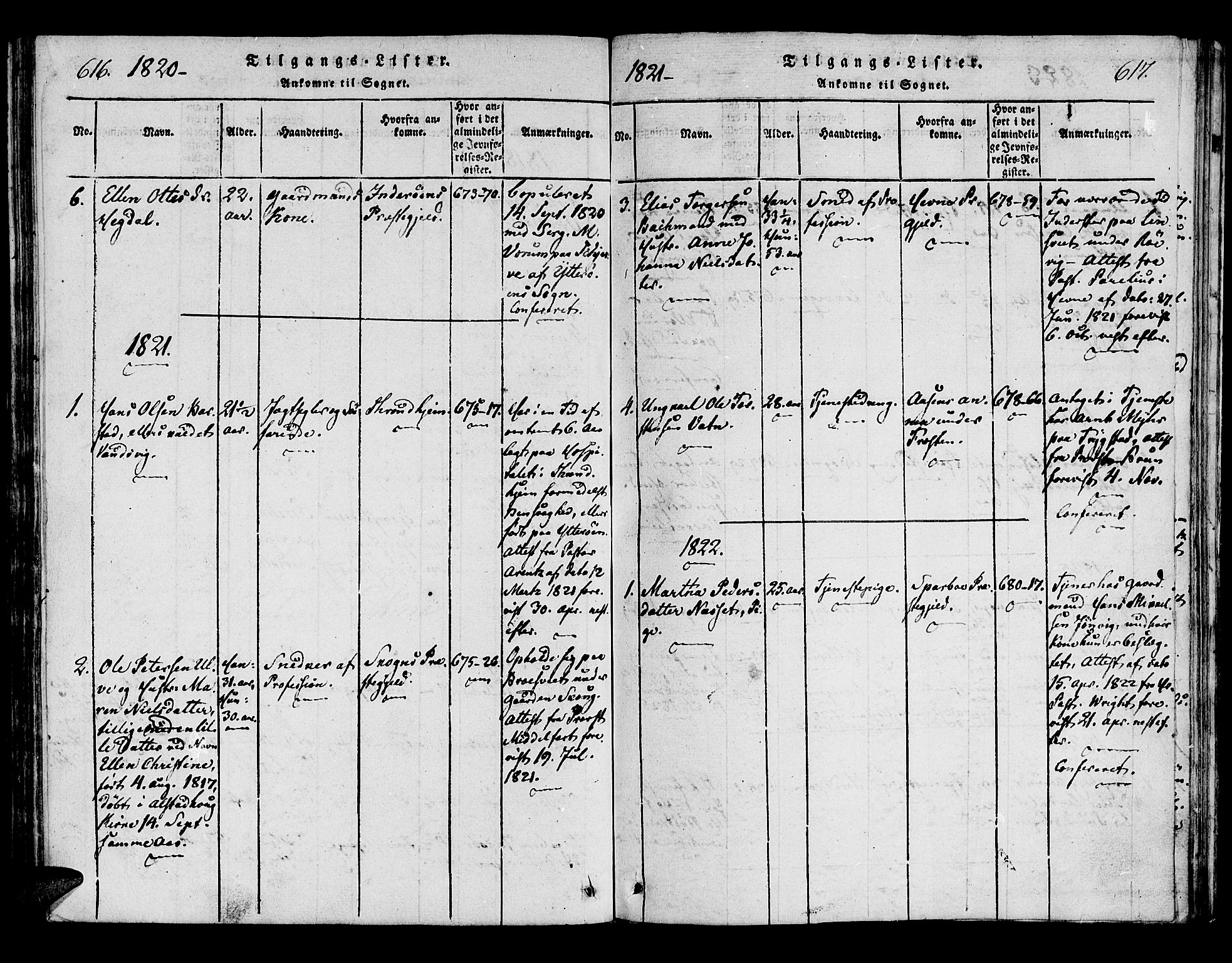 Ministerialprotokoller, klokkerbøker og fødselsregistre - Nord-Trøndelag, SAT/A-1458/722/L0217: Parish register (official) no. 722A04, 1817-1842, p. 616-617