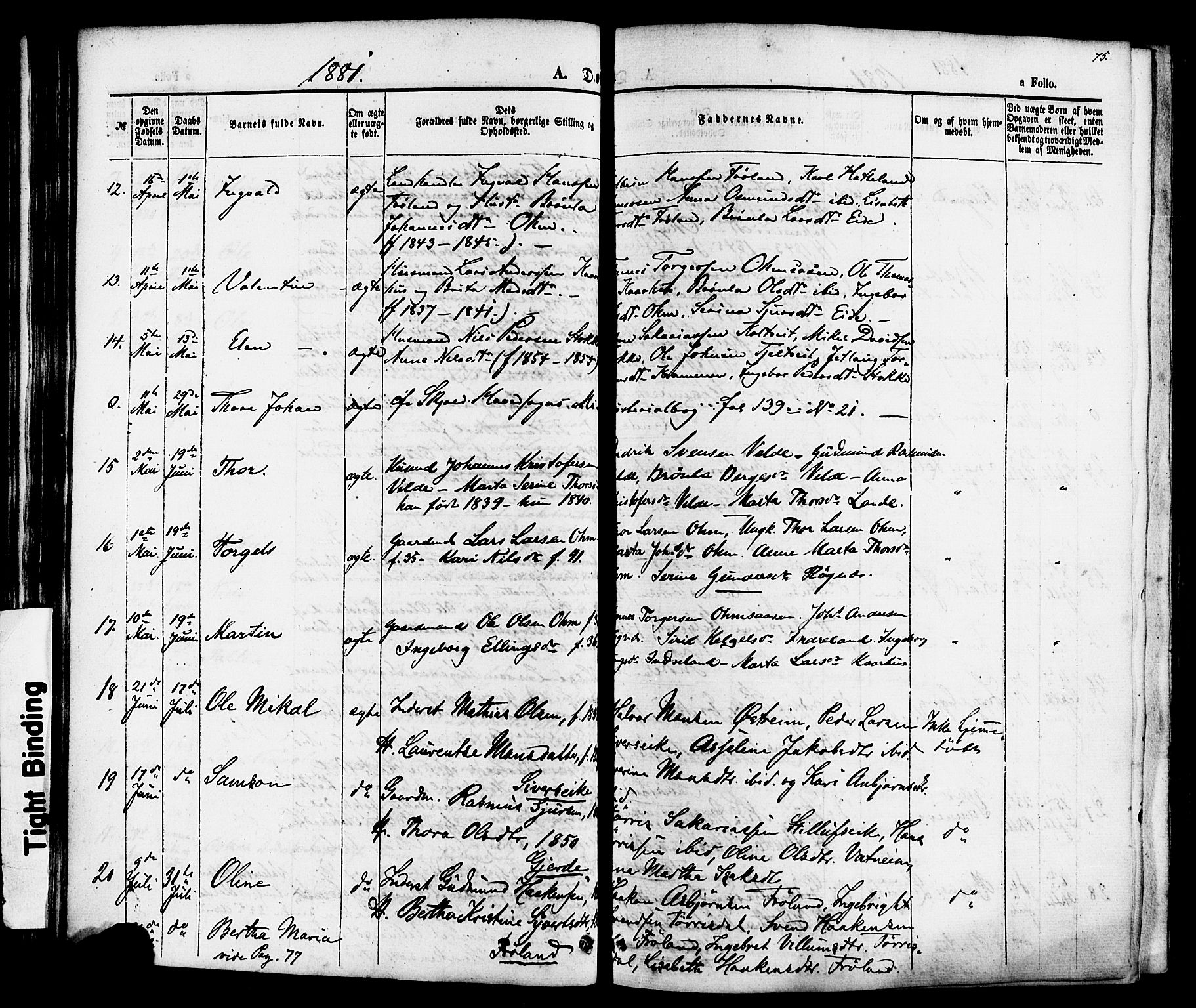 Skjold sokneprestkontor, AV/SAST-A-101847/H/Ha/Haa/L0007: Parish register (official) no. A 7, 1857-1882, p. 75