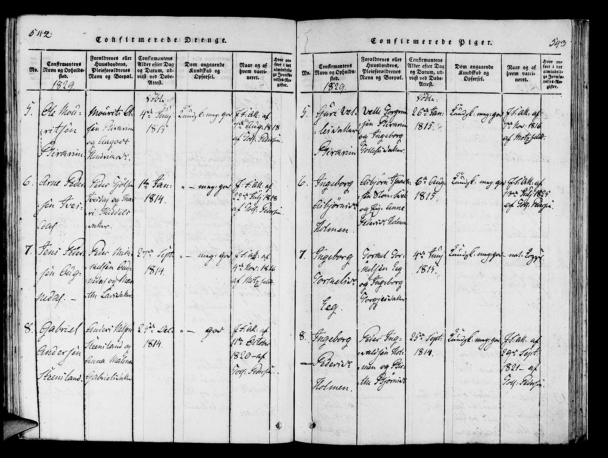 Helleland sokneprestkontor, AV/SAST-A-101810: Parish register (official) no. A 5, 1815-1834, p. 542-543