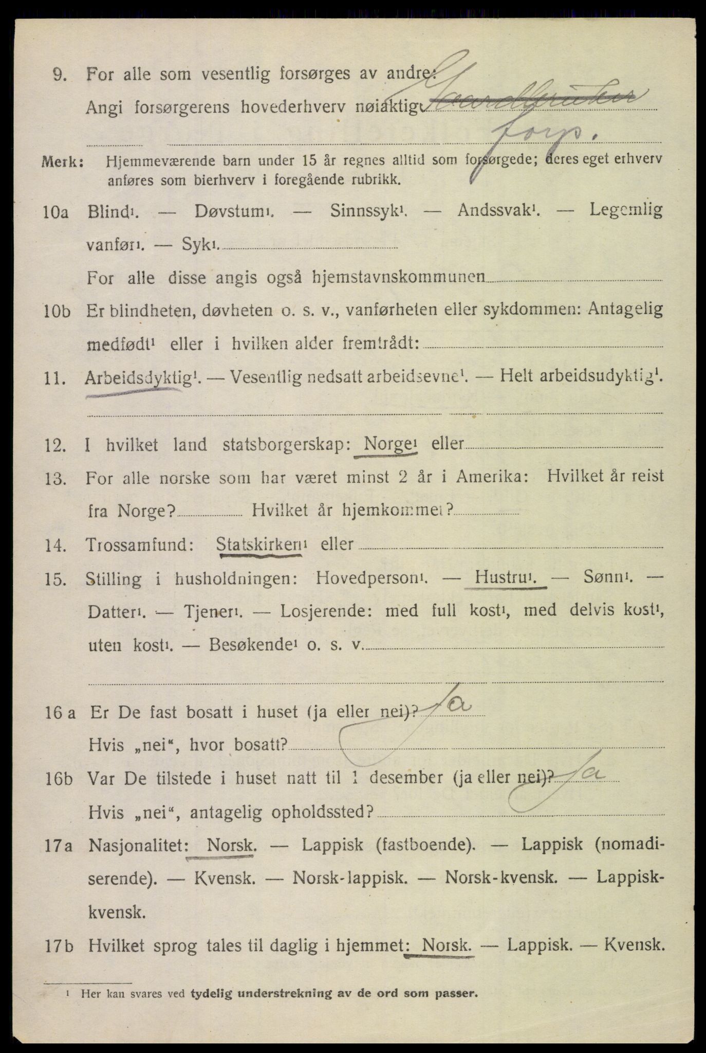 SAT, 1920 census for Vågan, 1920, p. 7958