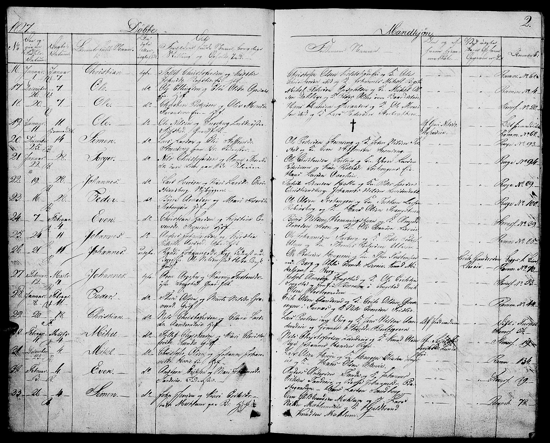 Ringsaker prestekontor, AV/SAH-PREST-014/L/La/L0004: Parish register (copy) no. 4, 1827-1838, p. 2