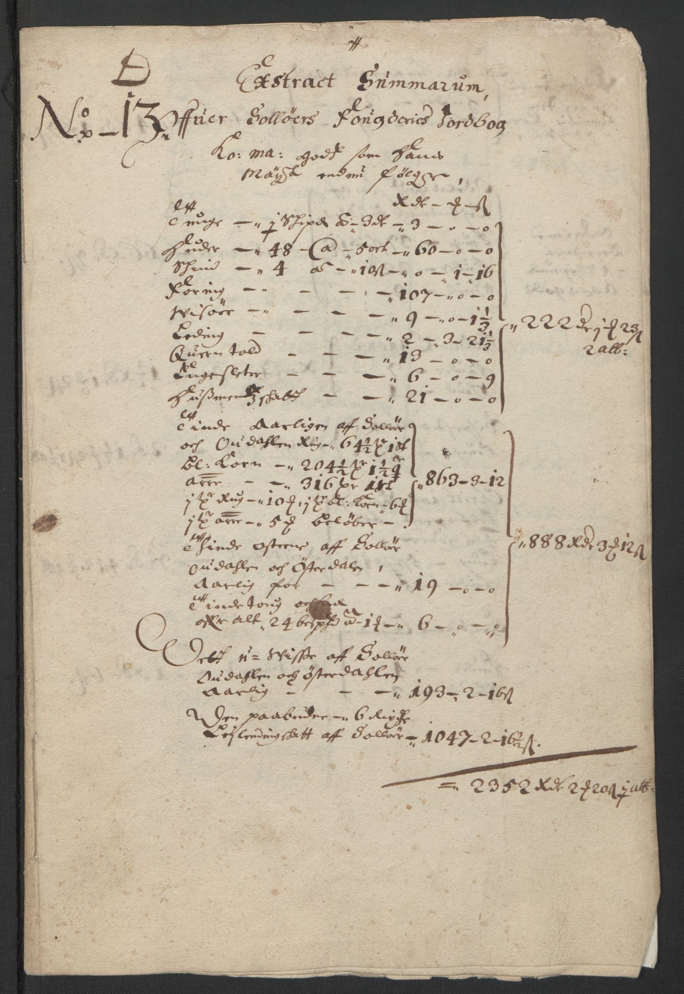 Rentekammeret inntil 1814, Realistisk ordnet avdeling, AV/RA-EA-4070/L/L0010/0003: Oppland lagdømme: / Ekstrakt over Solør fogderis jordebok, 1661