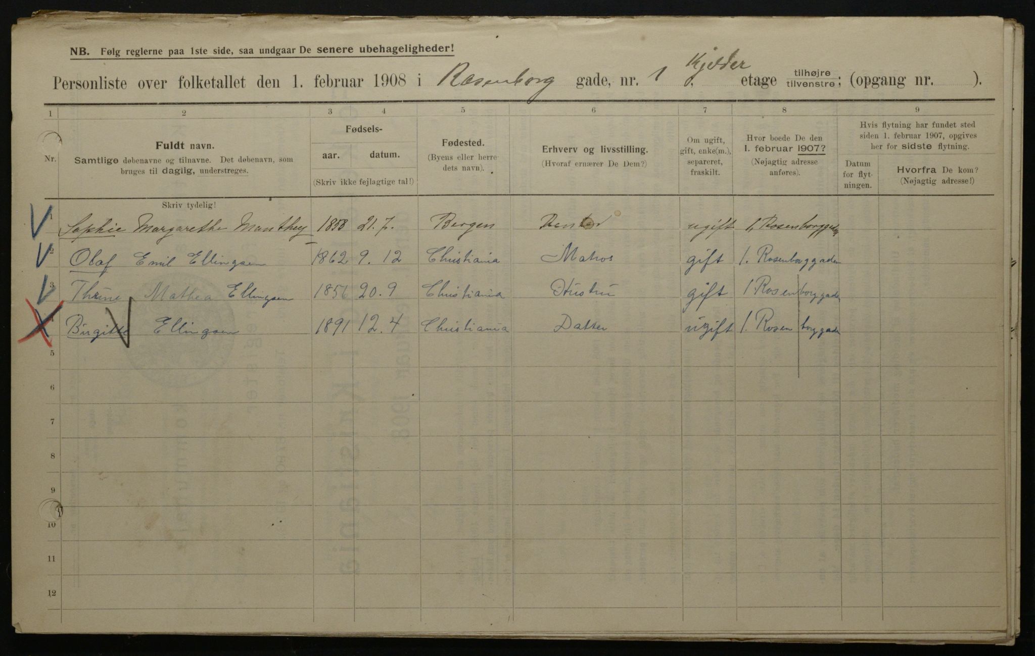 OBA, Municipal Census 1908 for Kristiania, 1908, p. 74940