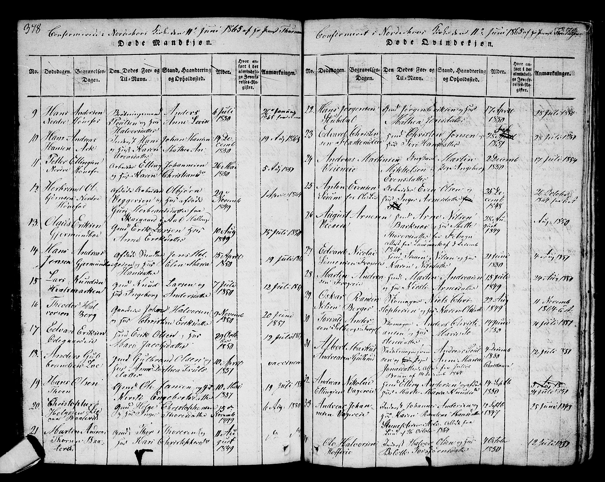 Norderhov kirkebøker, SAKO/A-237/G/Ga/L0002: Parish register (copy) no. I 2, 1814-1867, p. 378-379