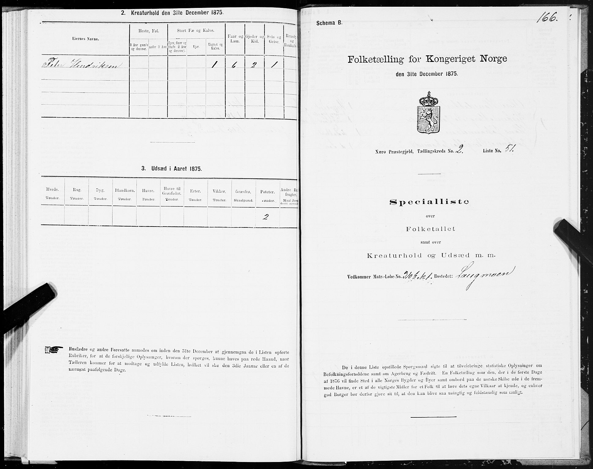 SAT, 1875 census for 1751P Nærøy, 1875, p. 1166