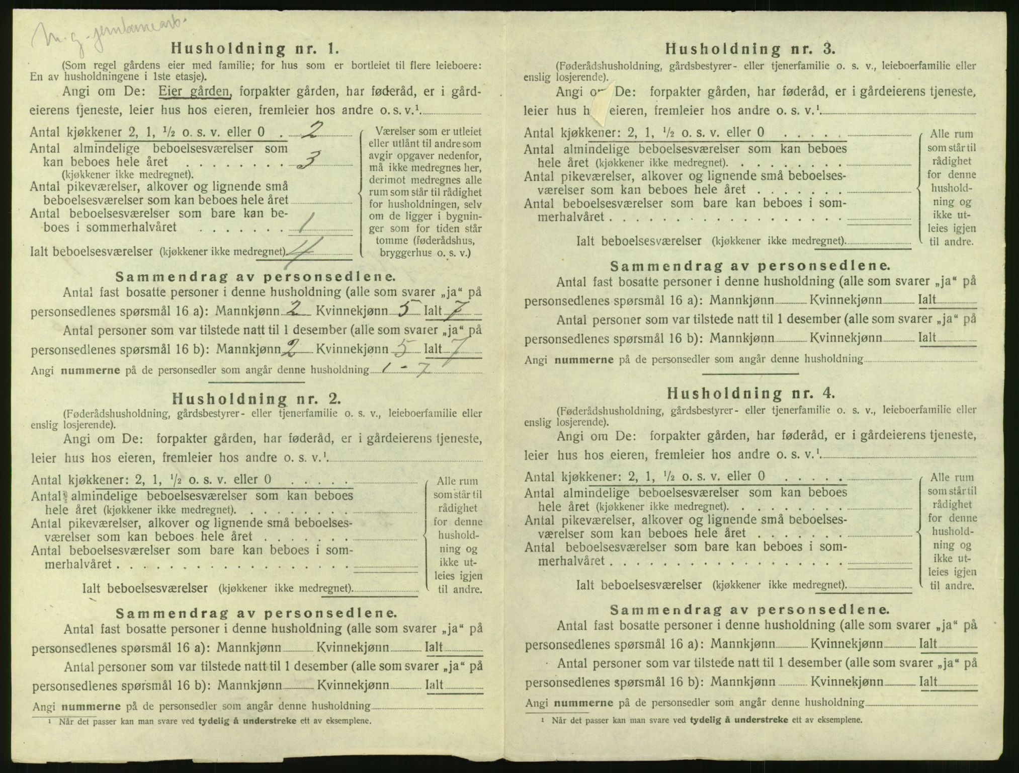 SAT, 1920 census for Grytten, 1920, p. 39