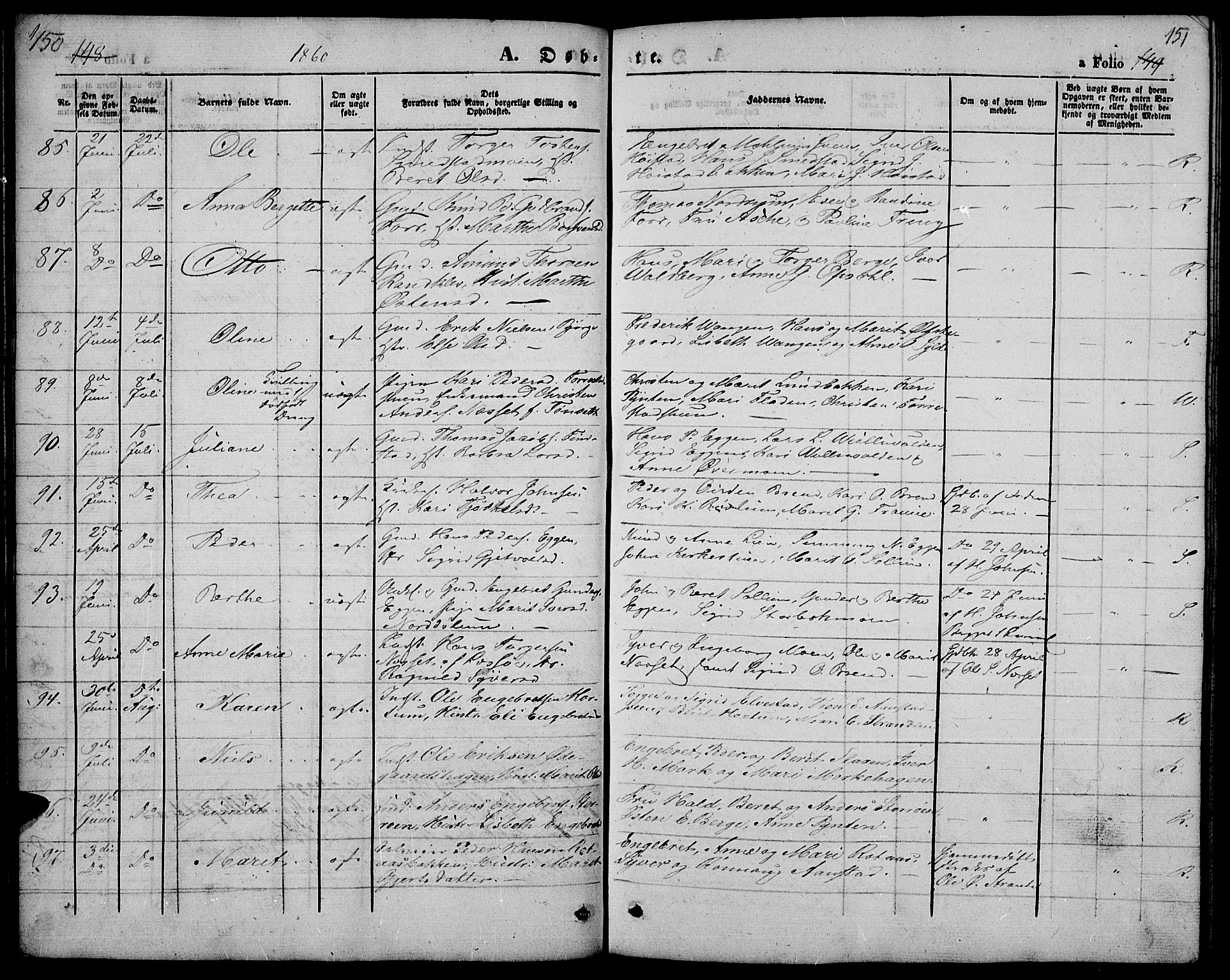 Ringebu prestekontor, AV/SAH-PREST-082/H/Ha/Hab/L0003: Parish register (copy) no. 3, 1854-1866, p. 150-151