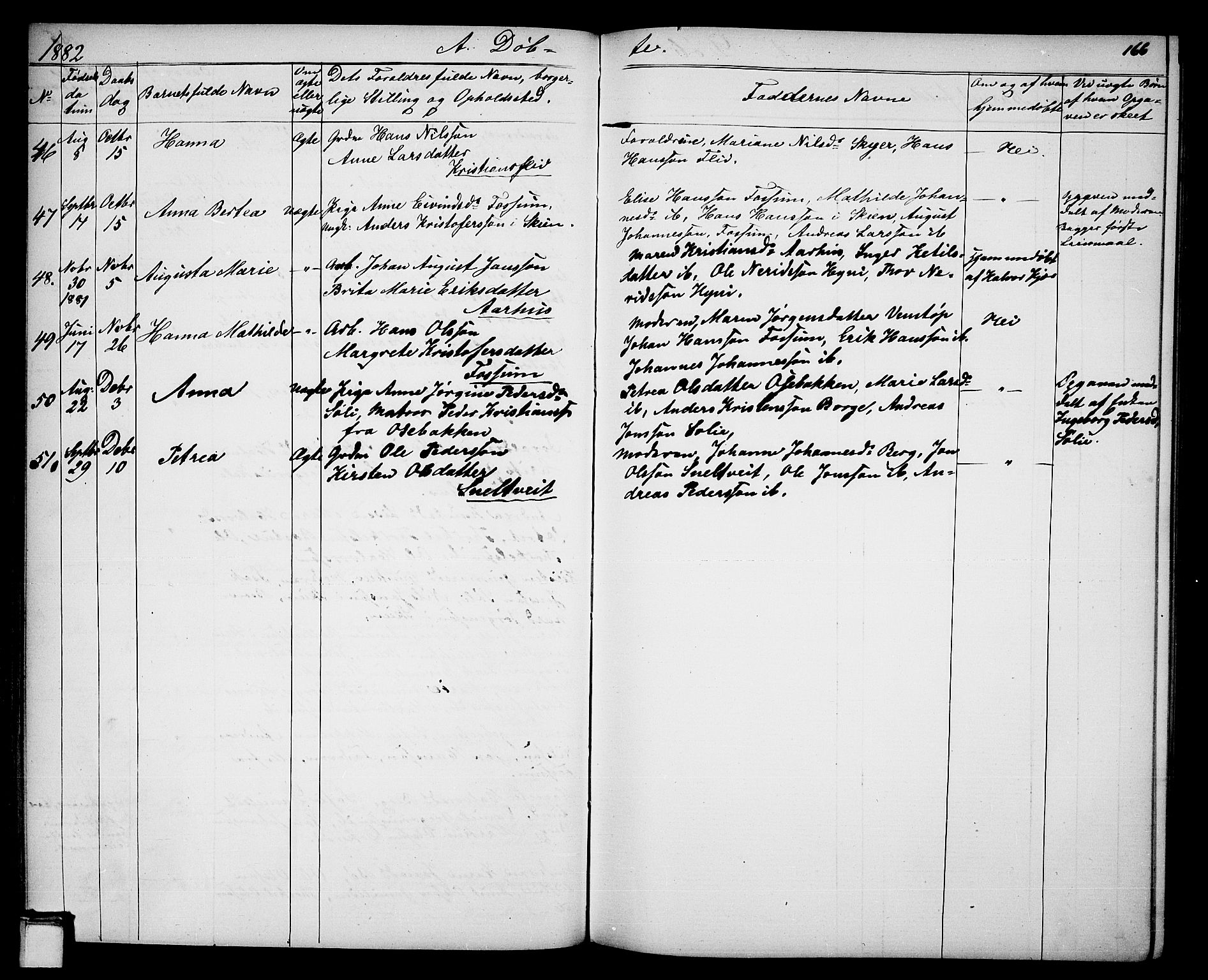 Gjerpen kirkebøker, SAKO/A-265/G/Ga/L0001: Parish register (copy) no. I 1, 1864-1882, p. 166